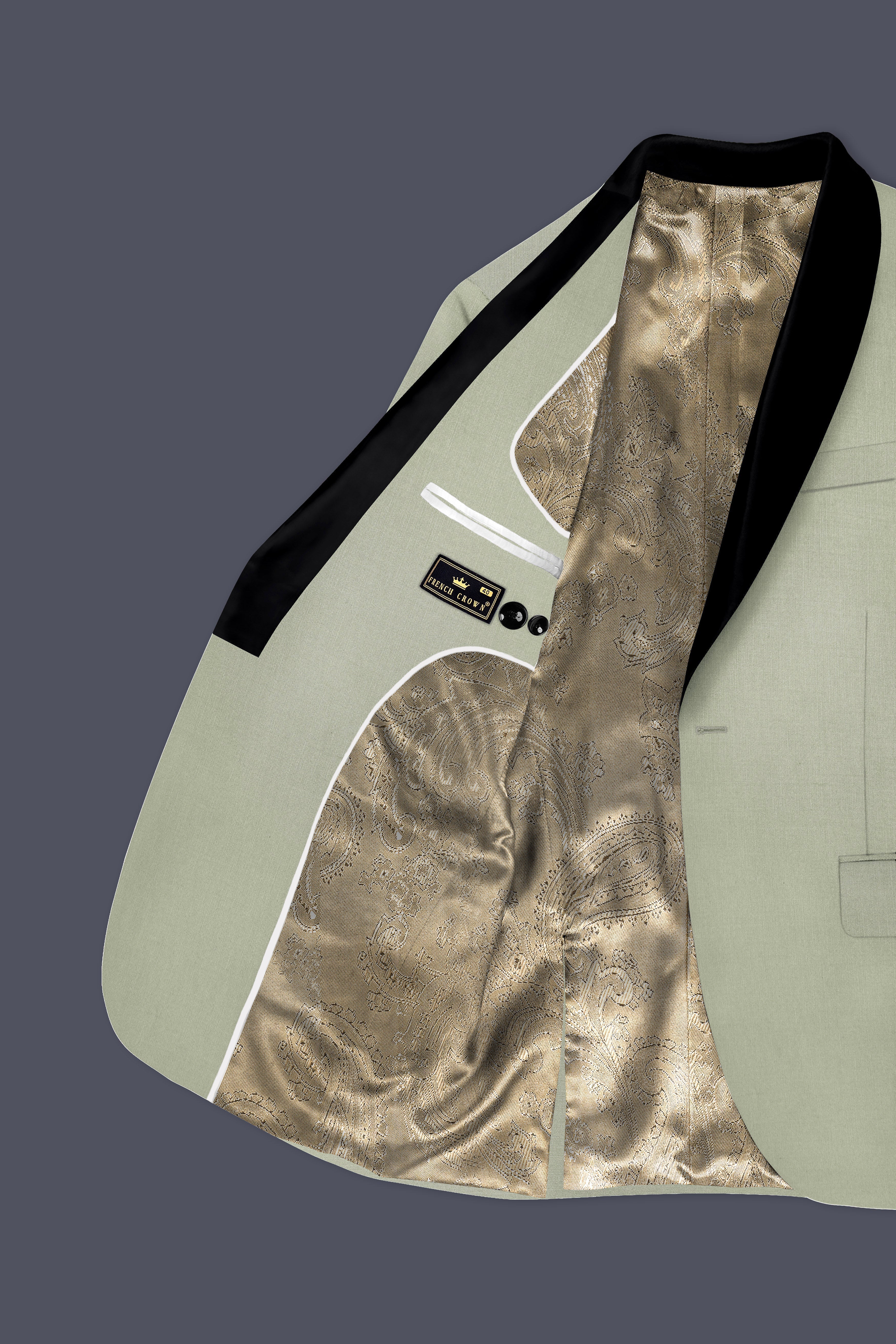 Lichen-Norway Green Wool Rich Slight Stretch Tuxedo Suit