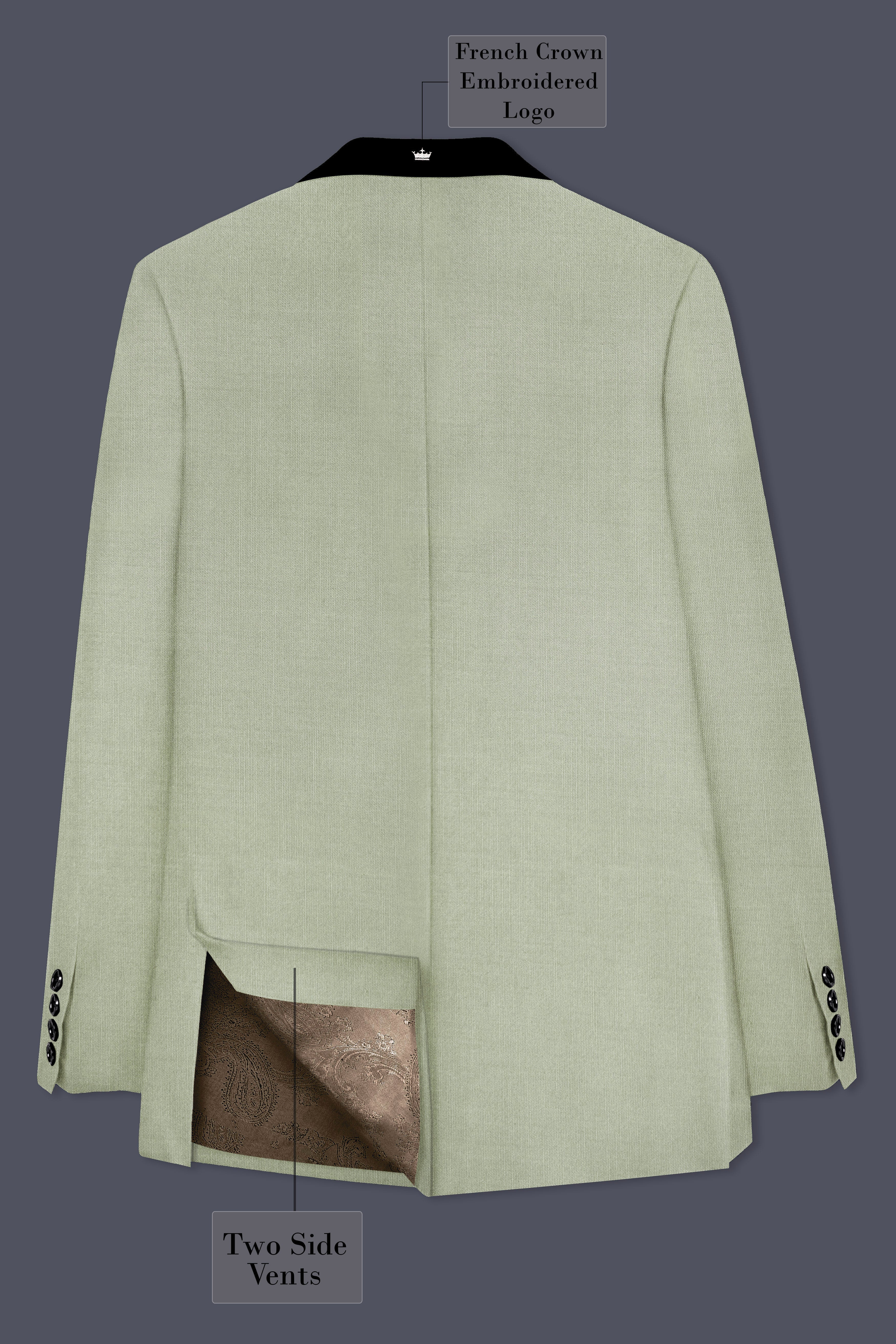 Lichen-Norway Green Wool Rich Slight Stretch Tuxedo Suit