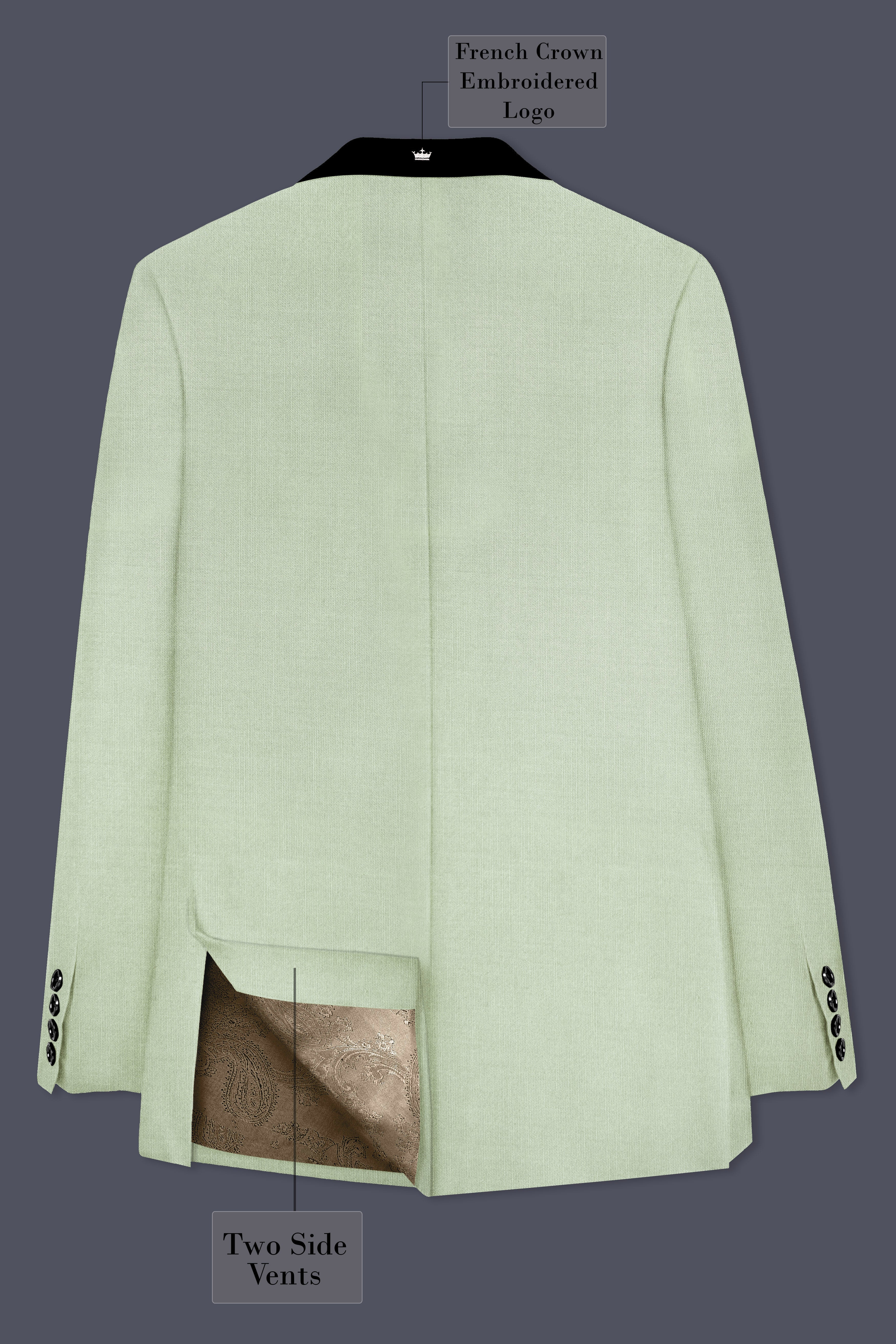 Lichen-Norway Green Wool Rich Tuxedo Slight Stretch Suit