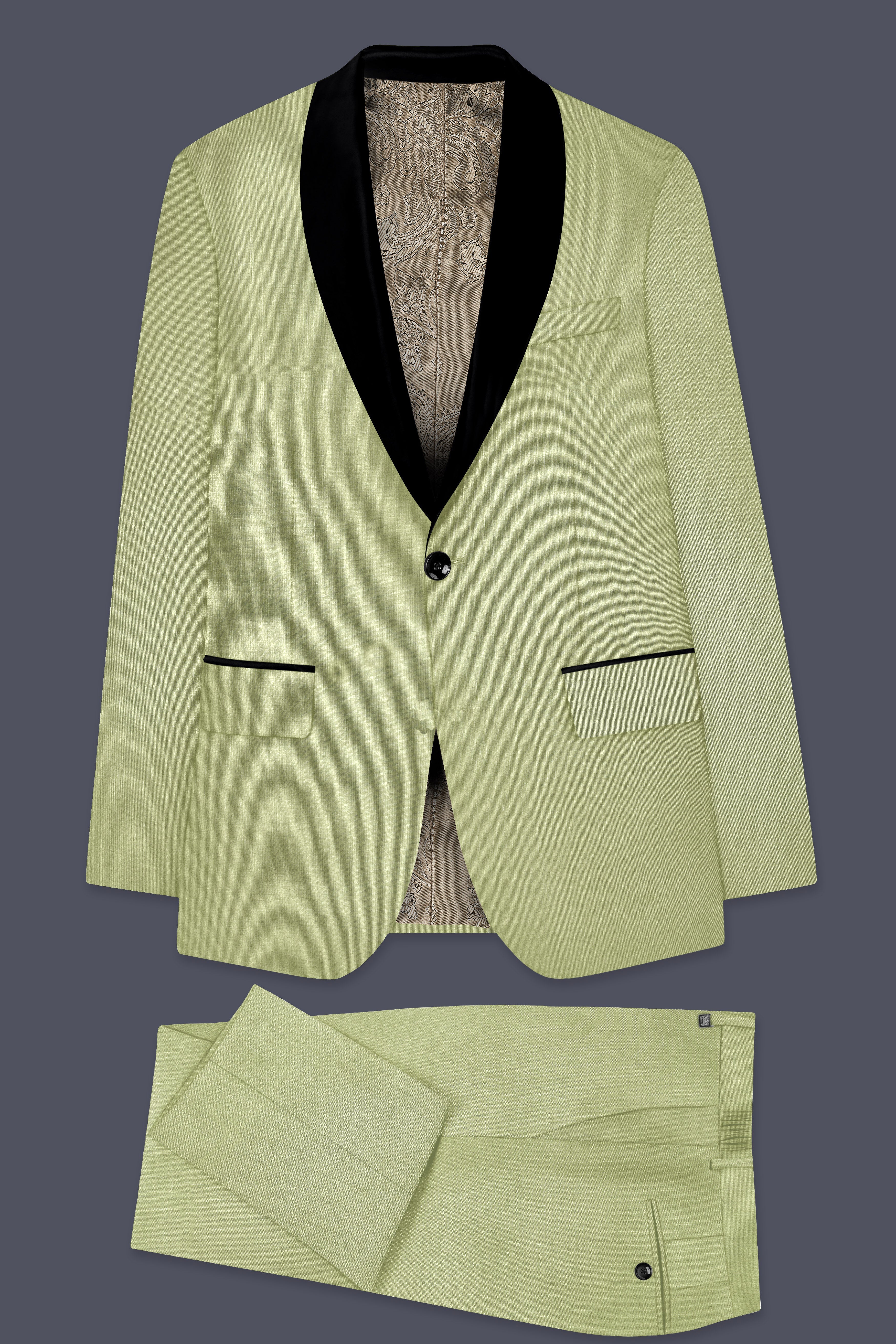 Marsh-Swamp Green Wool Rich Tuxedo Slight Stretch Suit