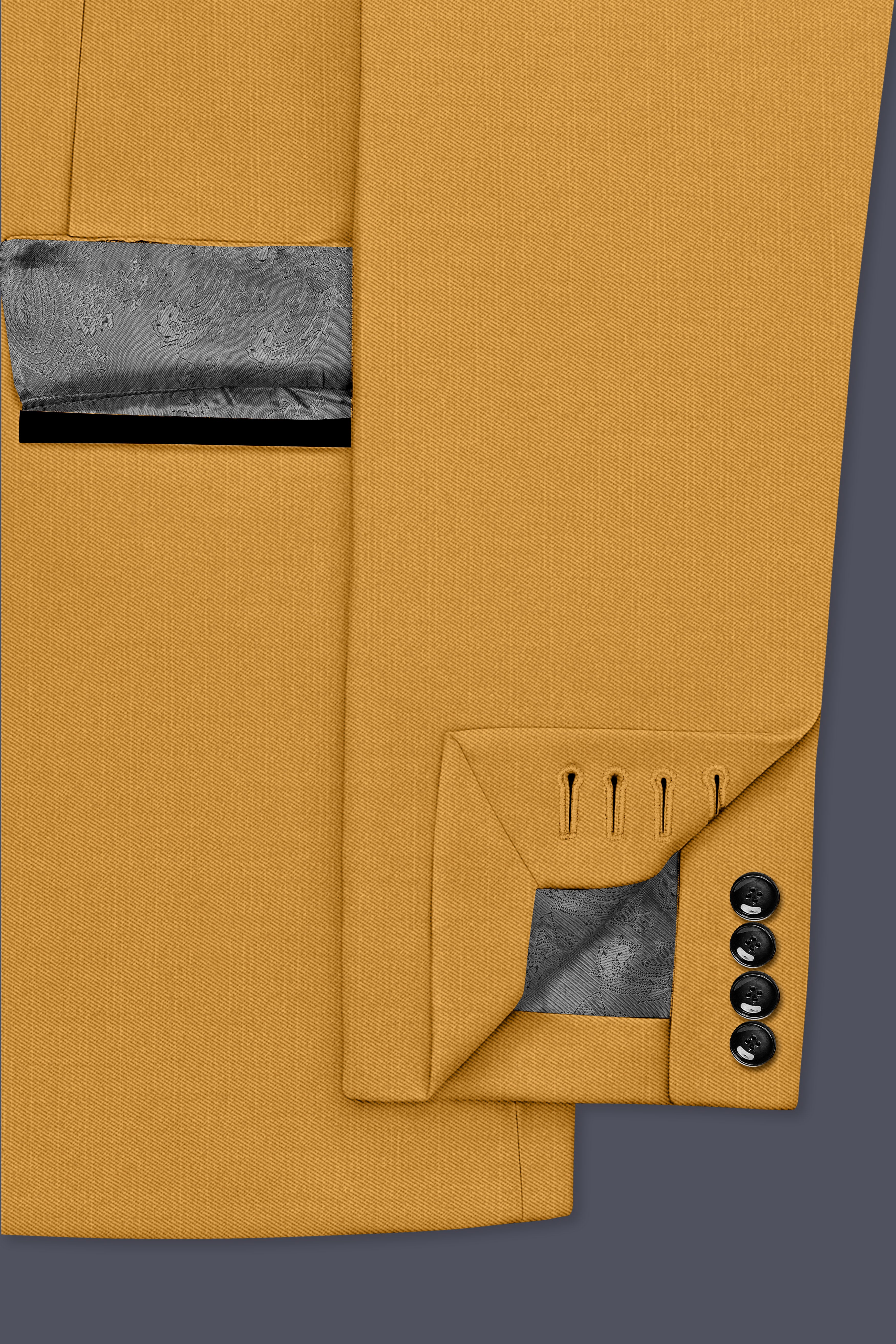 Saffron-Harvest Yellow Wool Rich Tuxedo Slight Stretch Suit