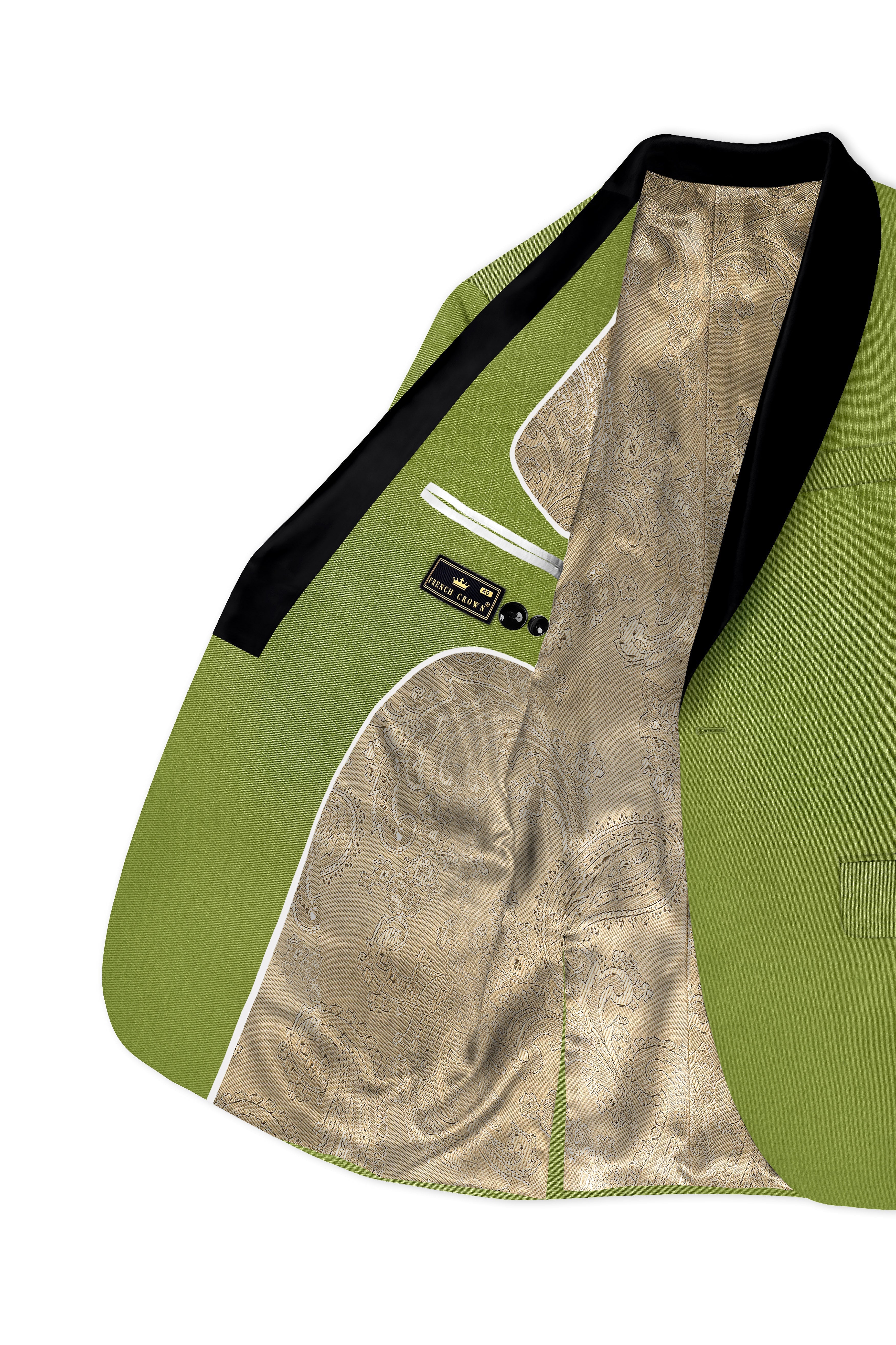Pistachio-Wasabi Green Wool Rich Tuxedo Slight Stretch Suit