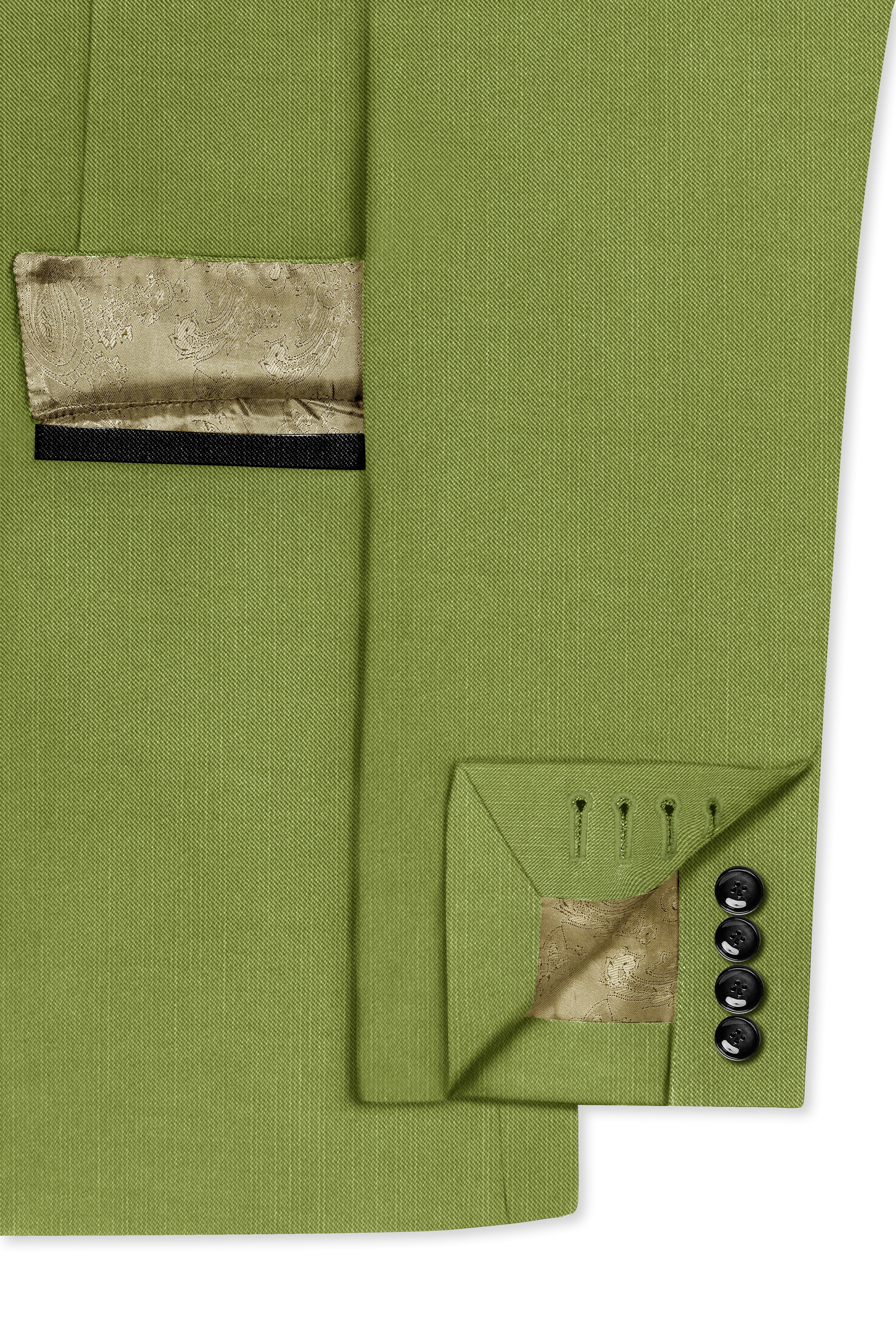 Pistachio-Wasabi Green Wool Rich Tuxedo Slight Stretch Suit