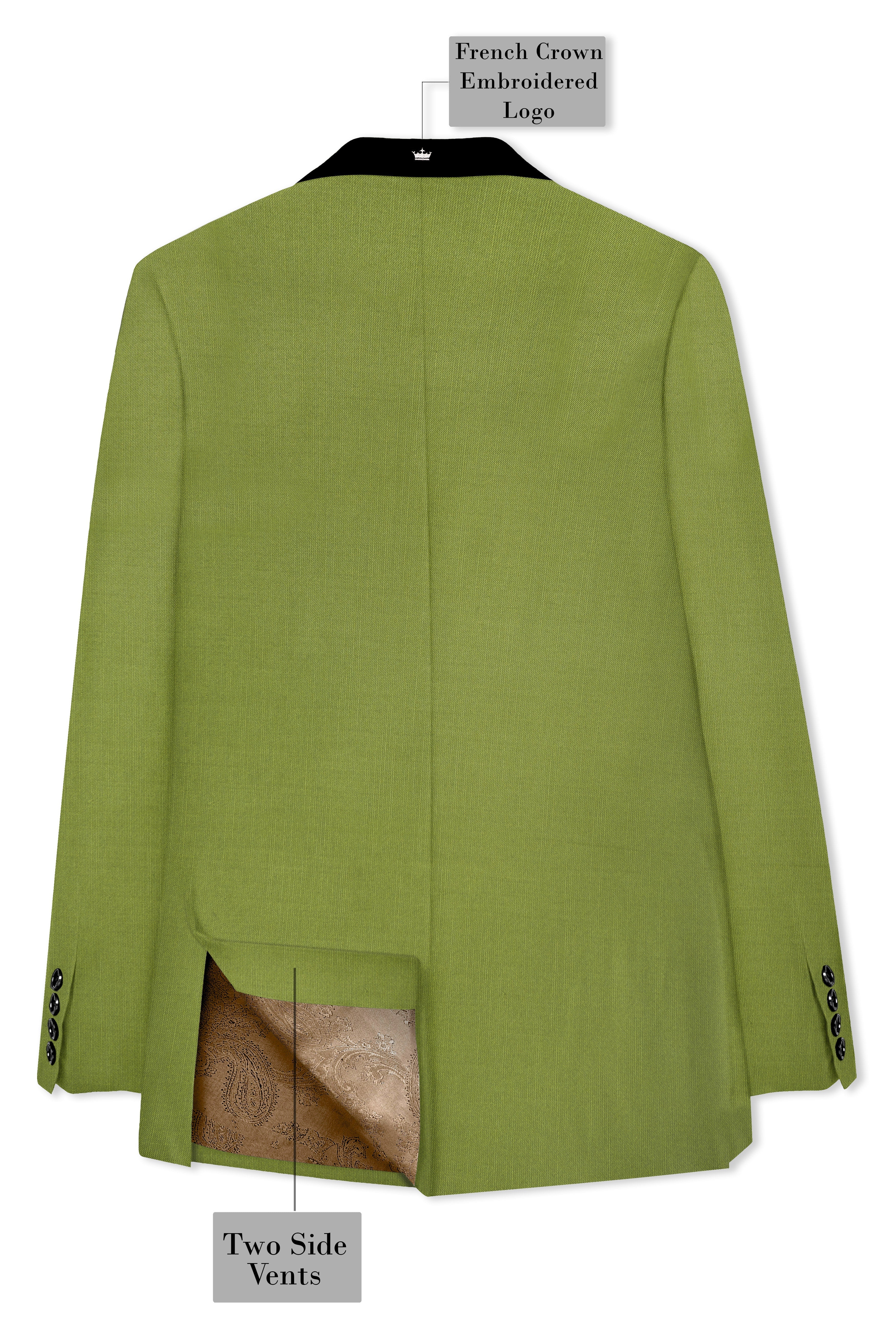 Pistachio-Wasabi Green Wool Rich Tuxedo Slight Stretch Suit