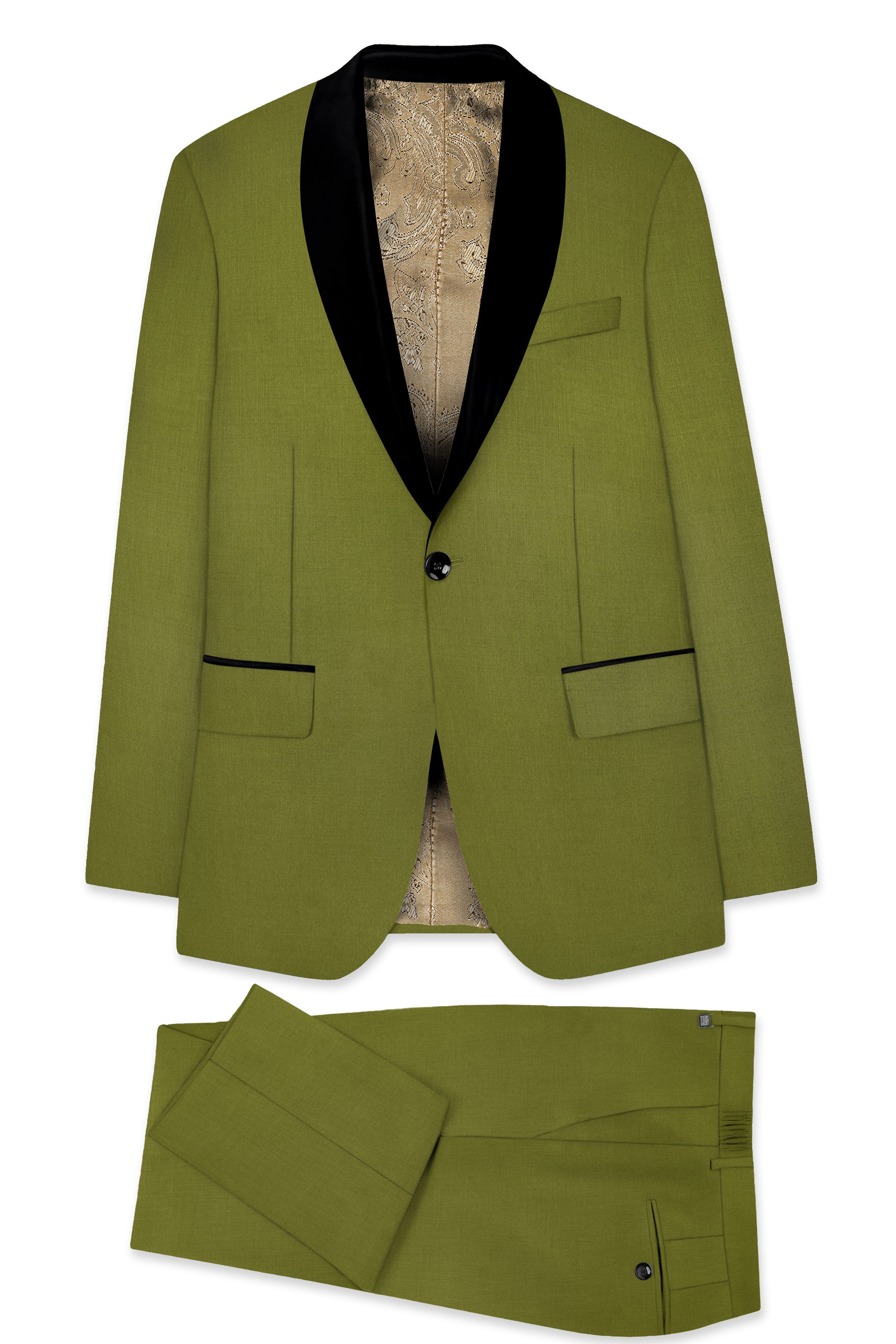 Glade-Muddy Green Wool Rich Tuxedo Slight Stretch Suit