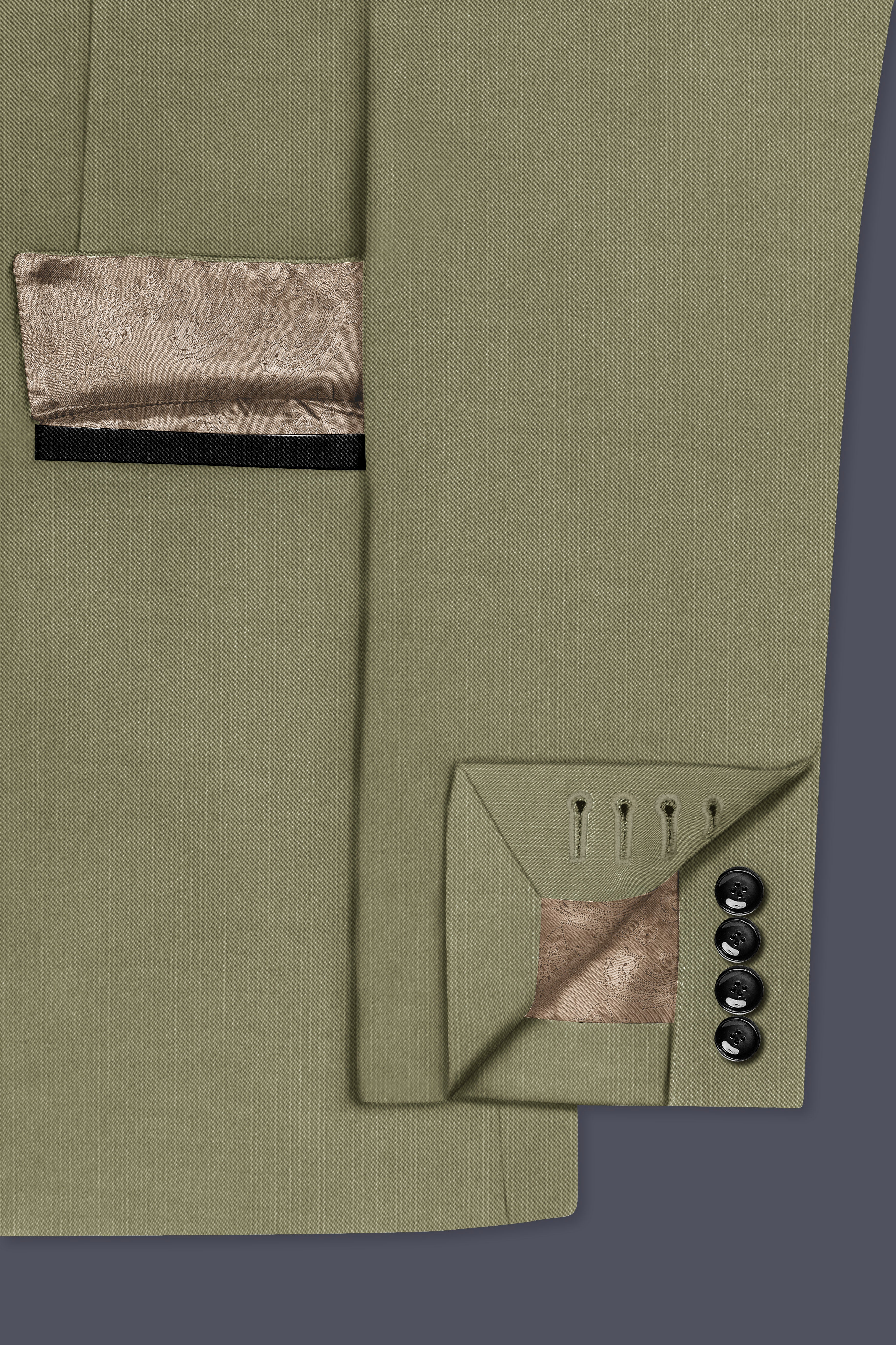 Citron-Lemon Grass Green Wool Rich Tuxedo Slight Stretch Suit