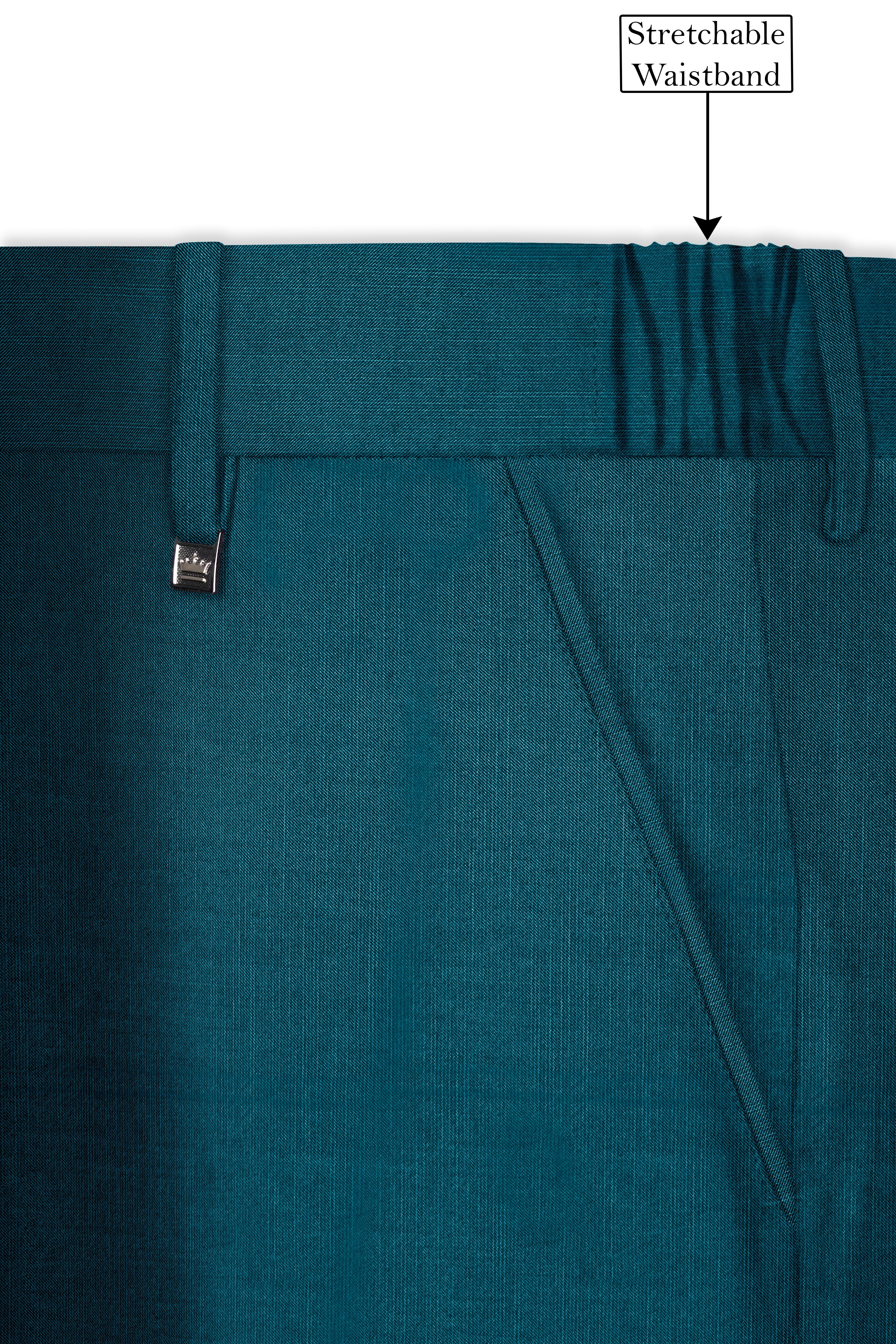 Sapphire-Peacock Blue Wool Rich Tuxedo Slight Stretch Suit
