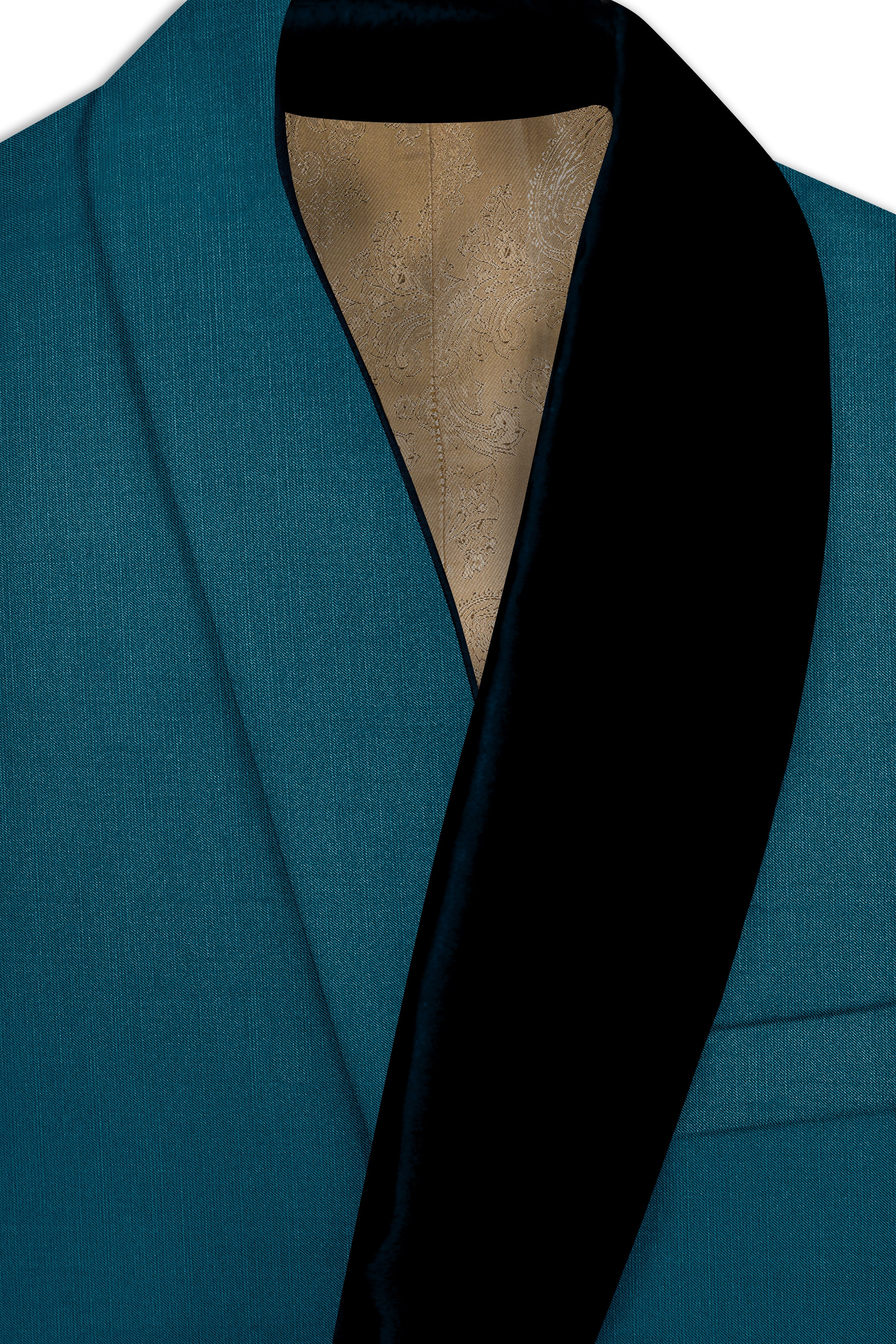 Sapphire-Peacock Blue Wool Rich Tuxedo Slight Stretch Suit
