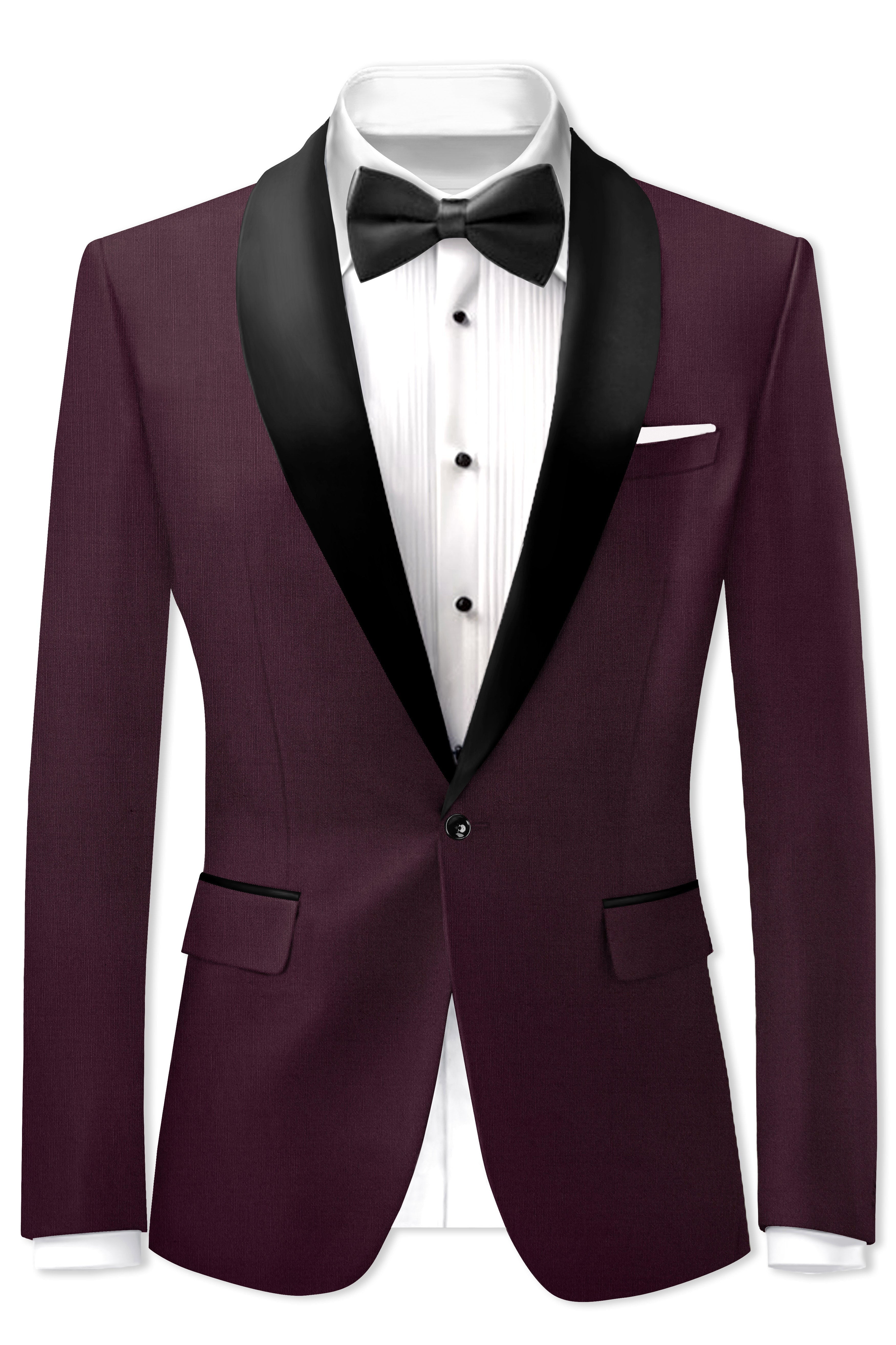 Merlot-Bistre Wine Maroon Wool Rich Tuxedo Slight Stretch Suit
