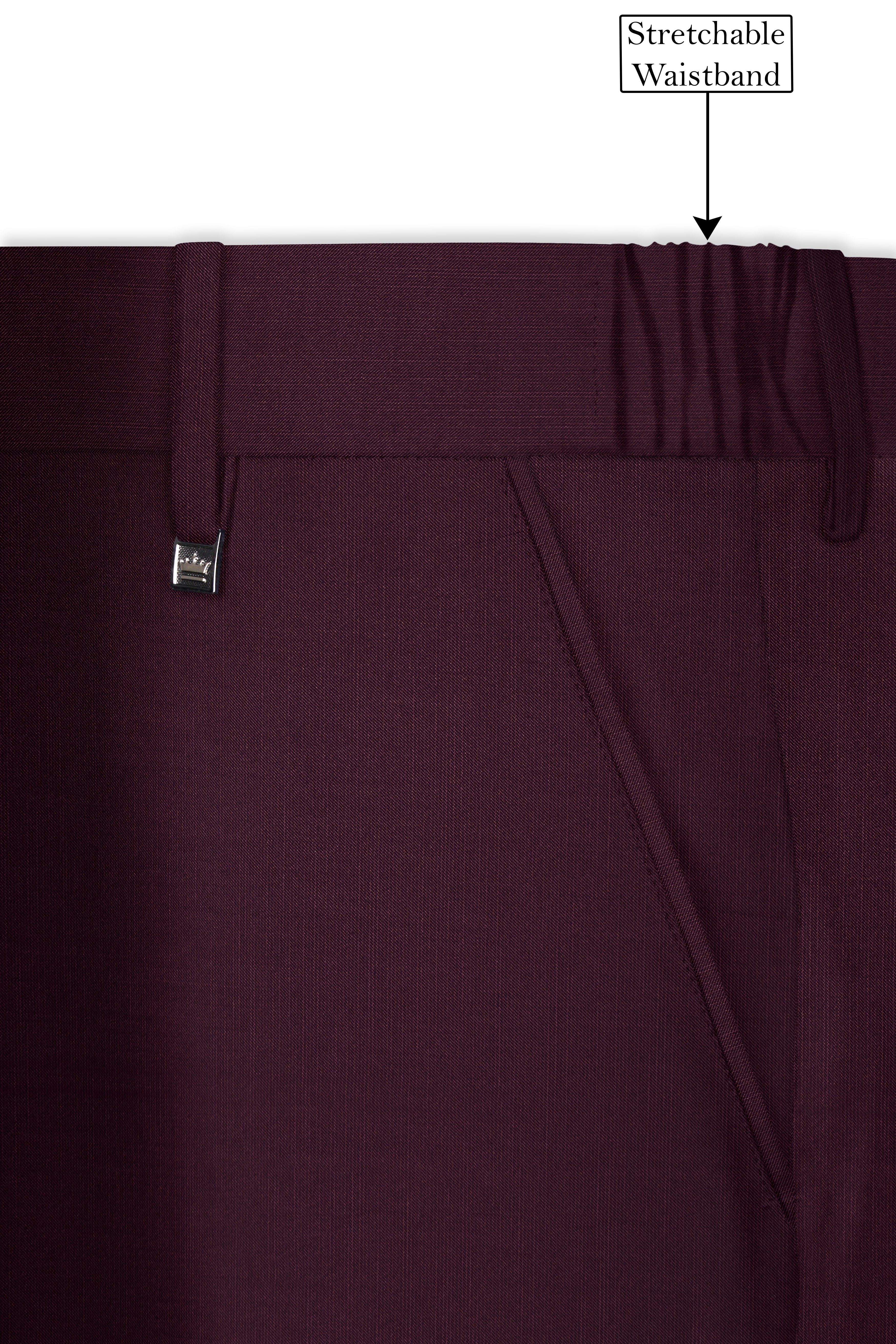 Merlot-Bistre Wine Maroon Wool Rich Tuxedo Slight Stretch Suit