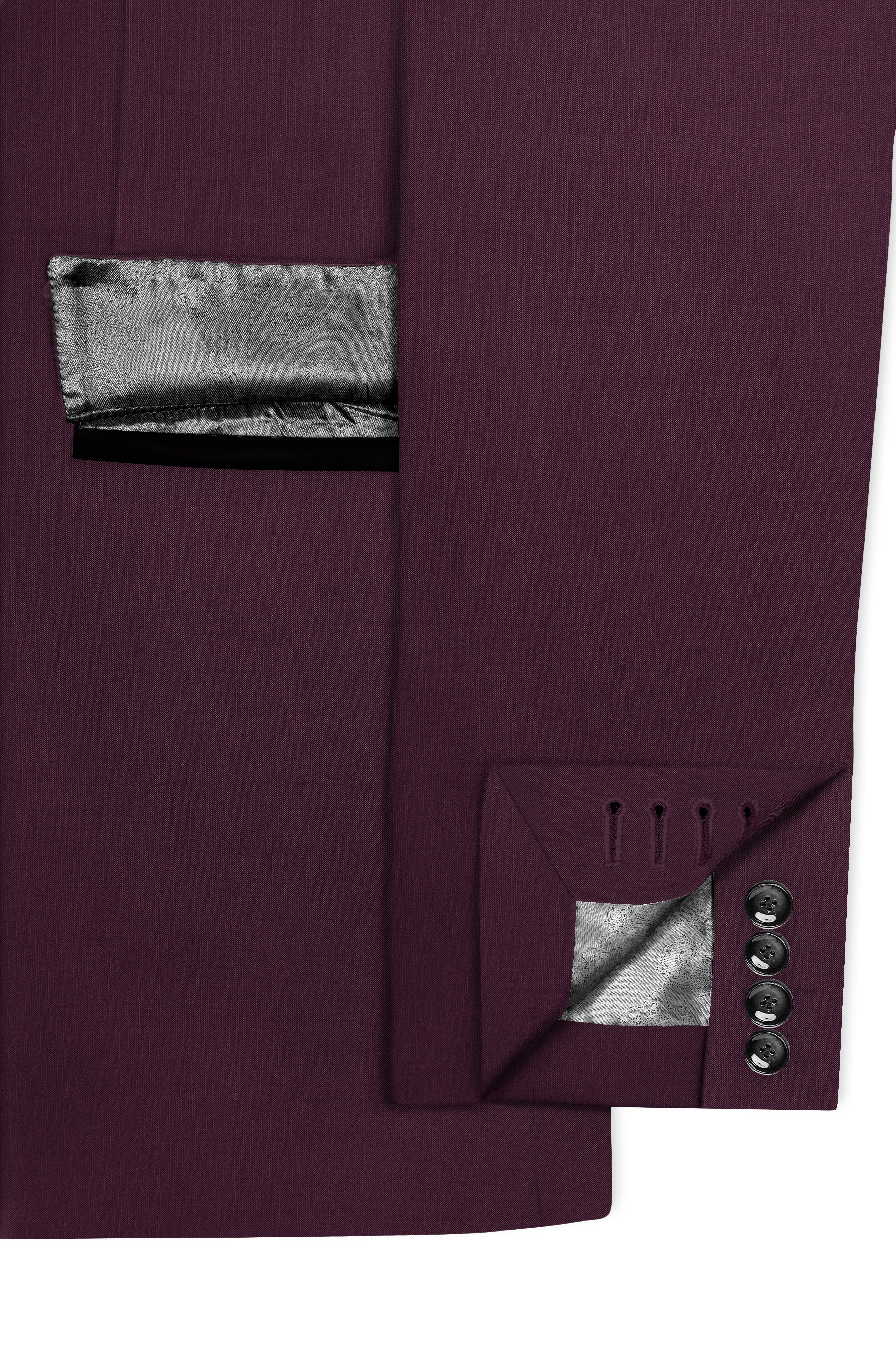 Merlot-Bistre Wine Maroon Wool Rich Tuxedo Slight Stretch Suit