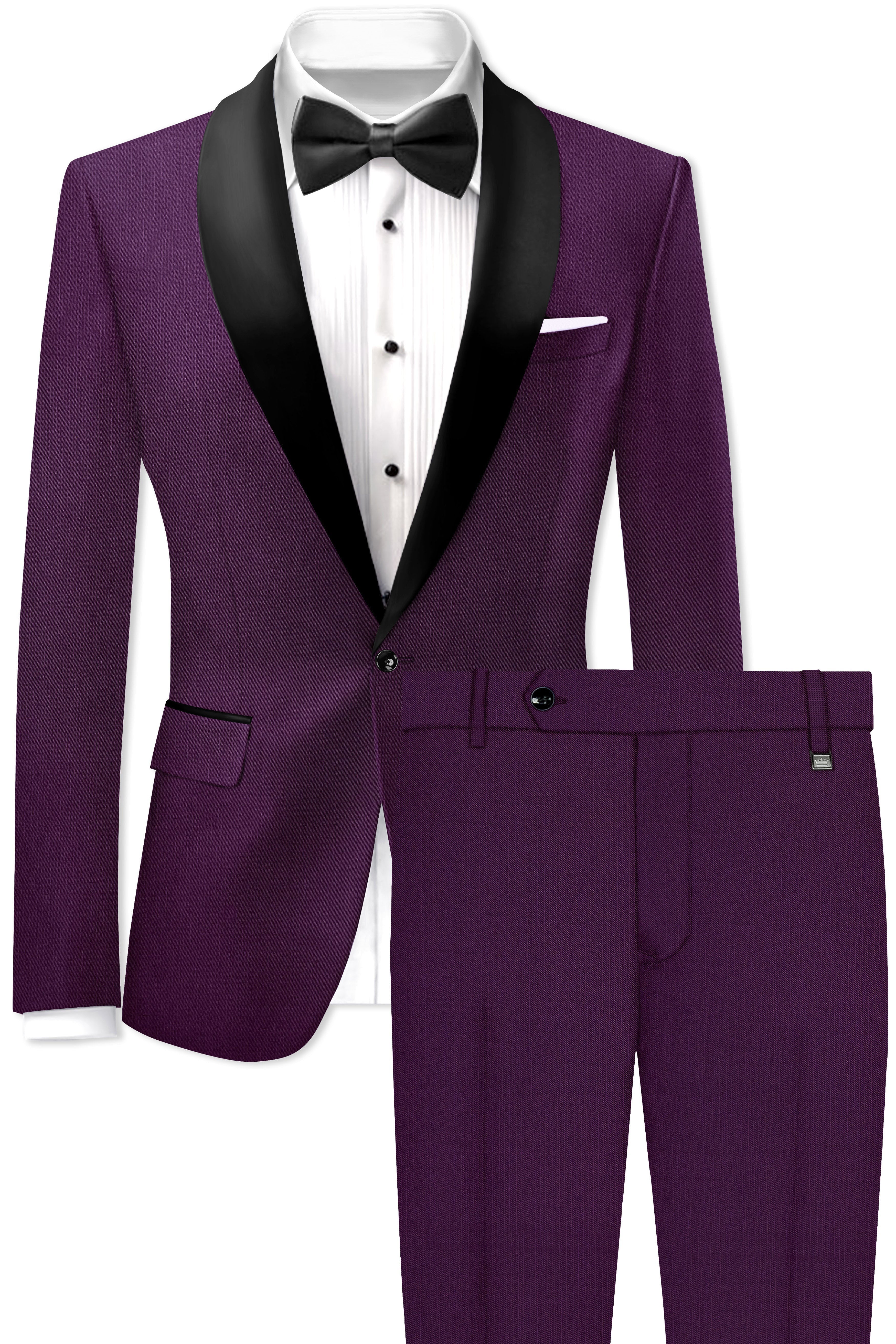 Orchid-Grape Purple Solid Premium Wool Rich Tuxedo-Suit for Men.