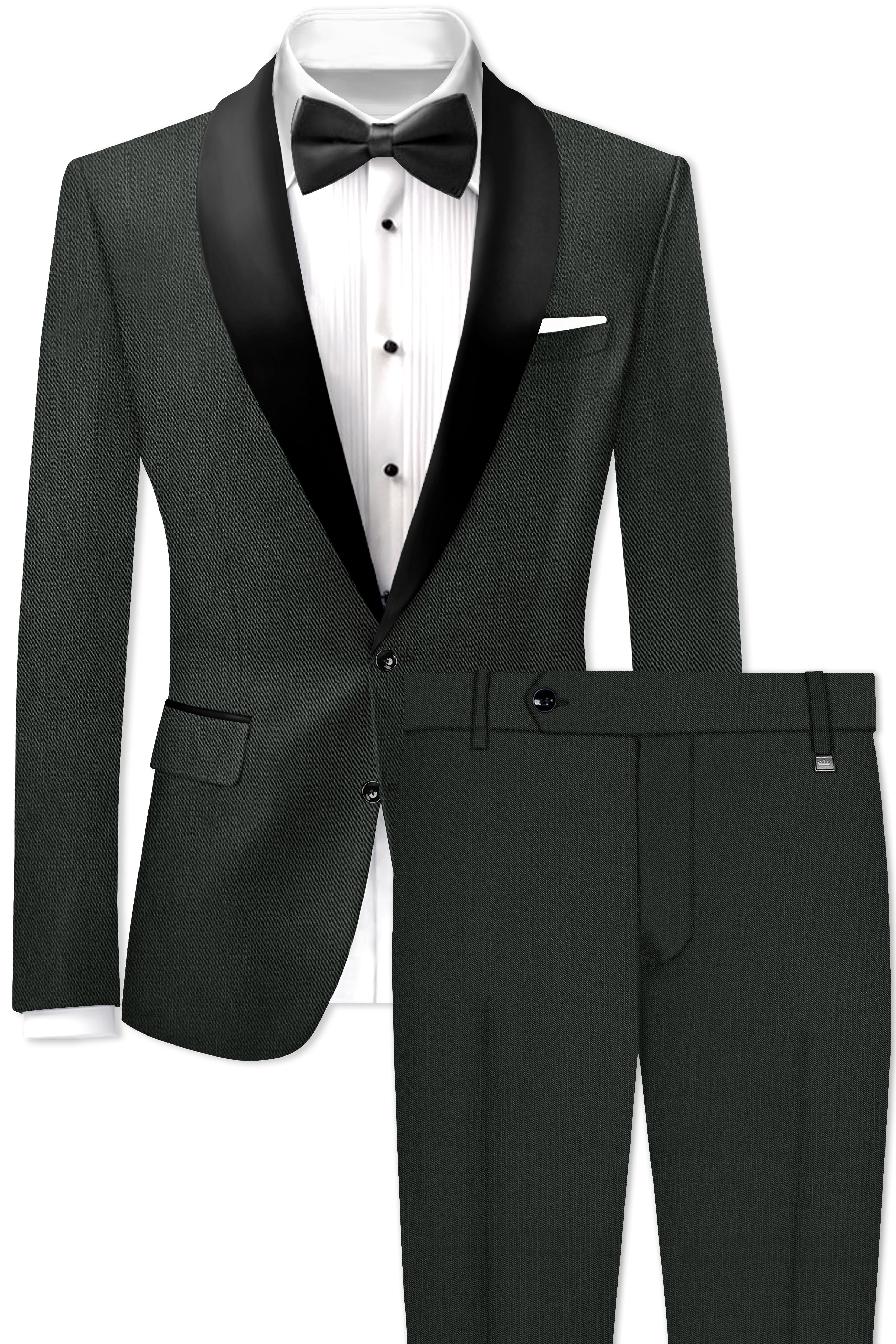 Shafton-Mine Shaft Green Wool Rich Tuxedo Stretchable Traveler Suit