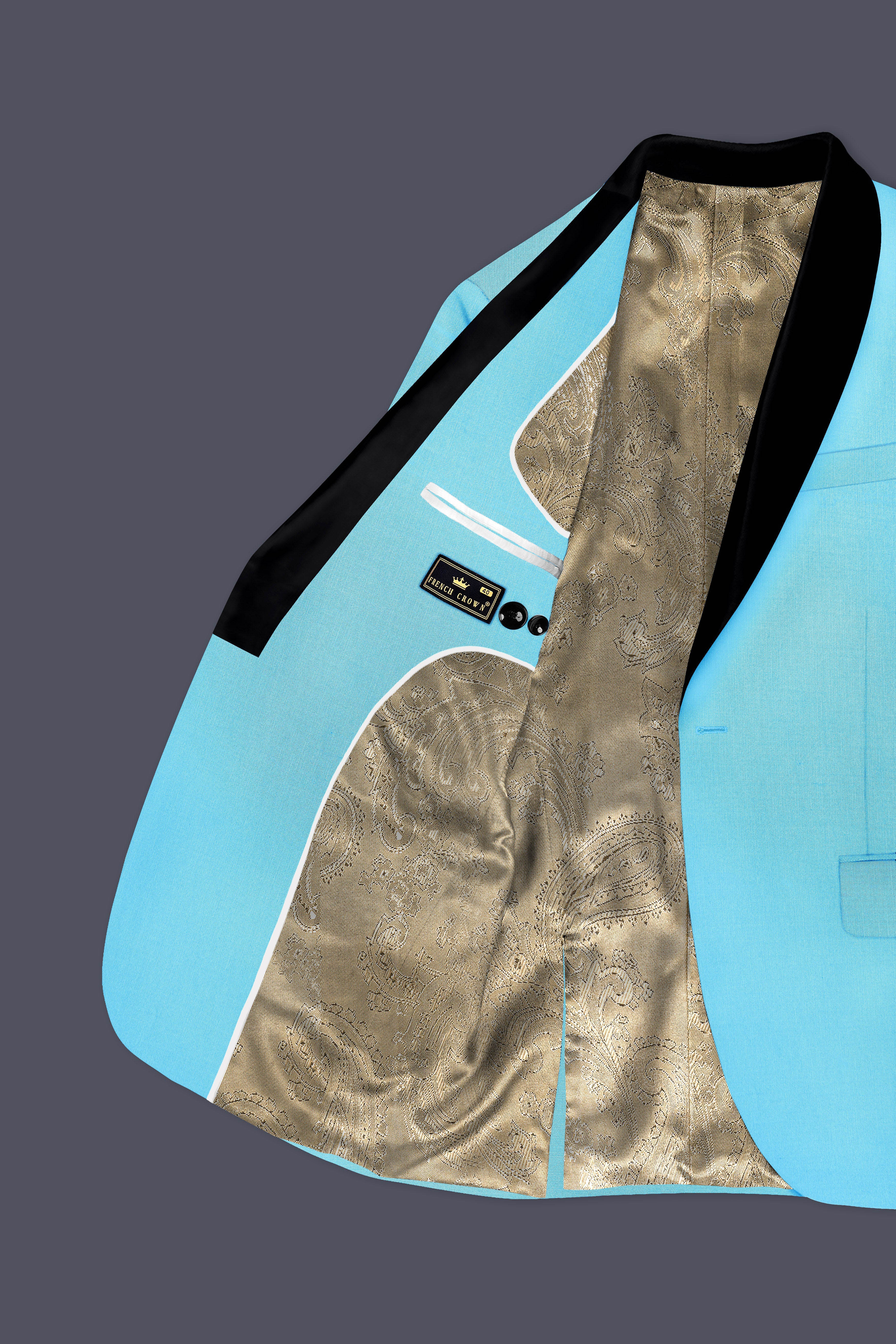 Iceland-Aquamarine Blue Wool Rich Tuxedo Slight Stretch Suit