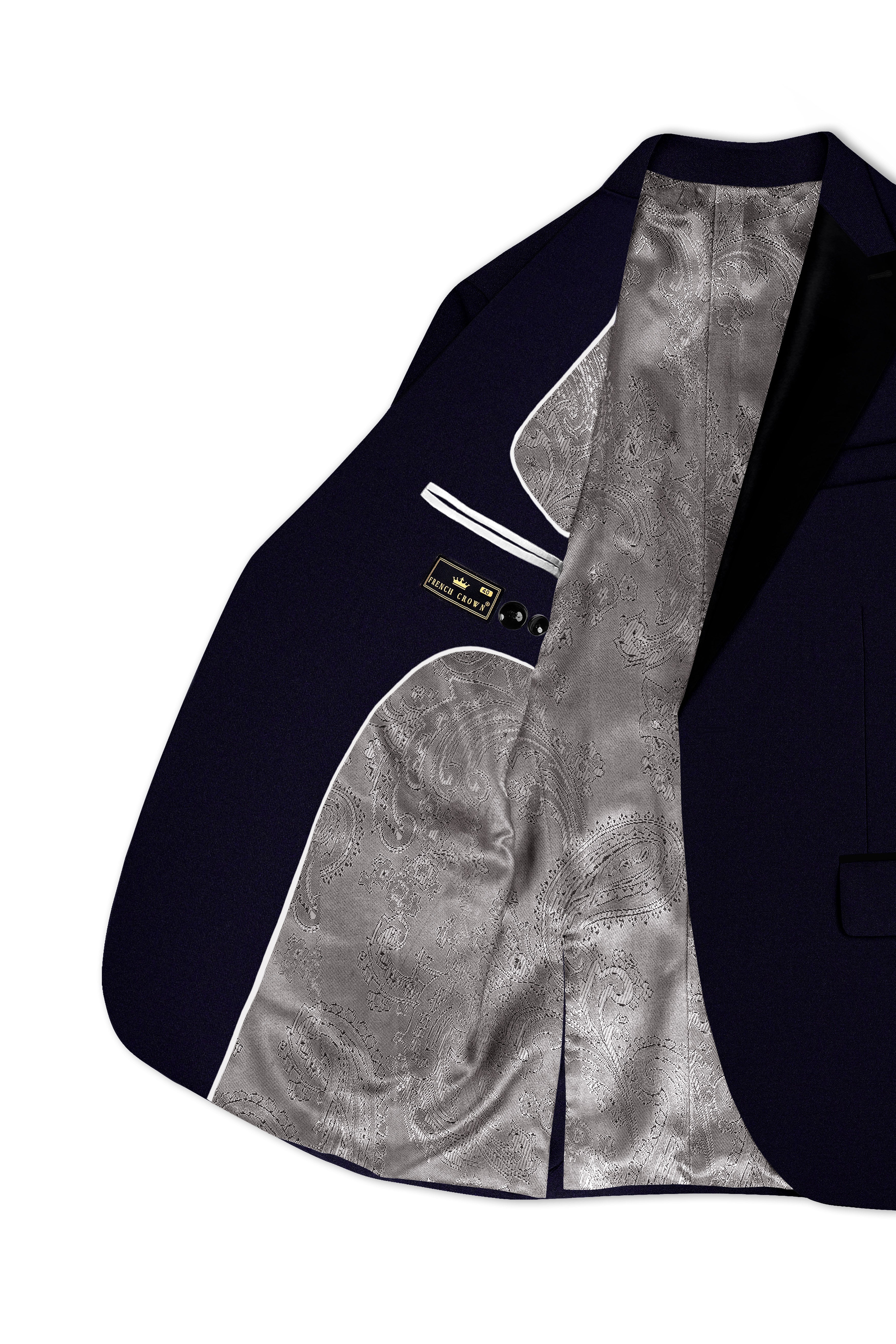 Vistaro-Korean Blue (The Best Blue We Have) 4-Way Stretch Wrinkle-Free Wool Rich Peak Lapel Tuxedo Slight Stretch Suit