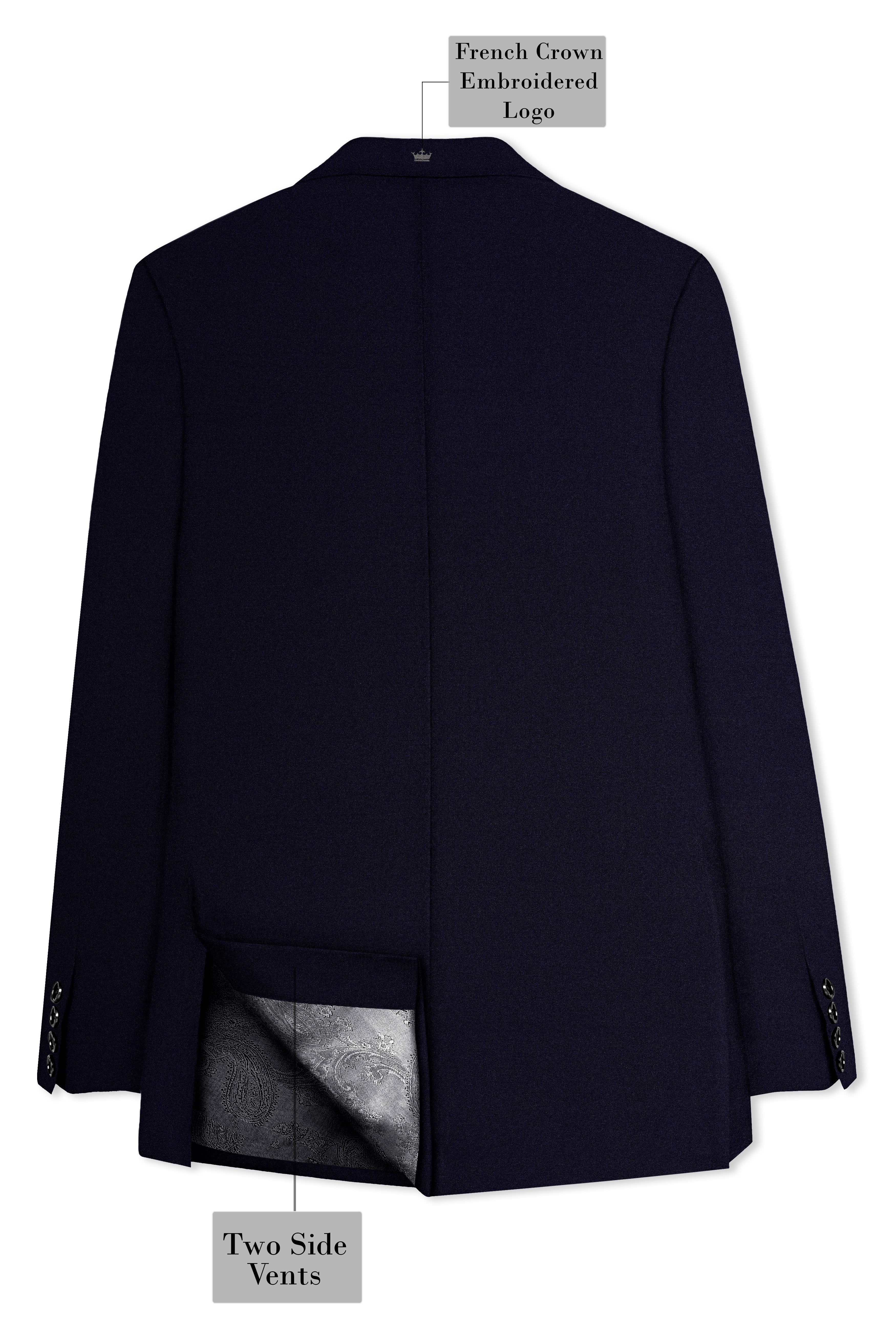 Vistaro-Korean Blue (The Best Blue We Have) 4-Way Stretch Wrinkle-Free Wool Rich Peak Lapel Tuxedo Slight Stretch Suit