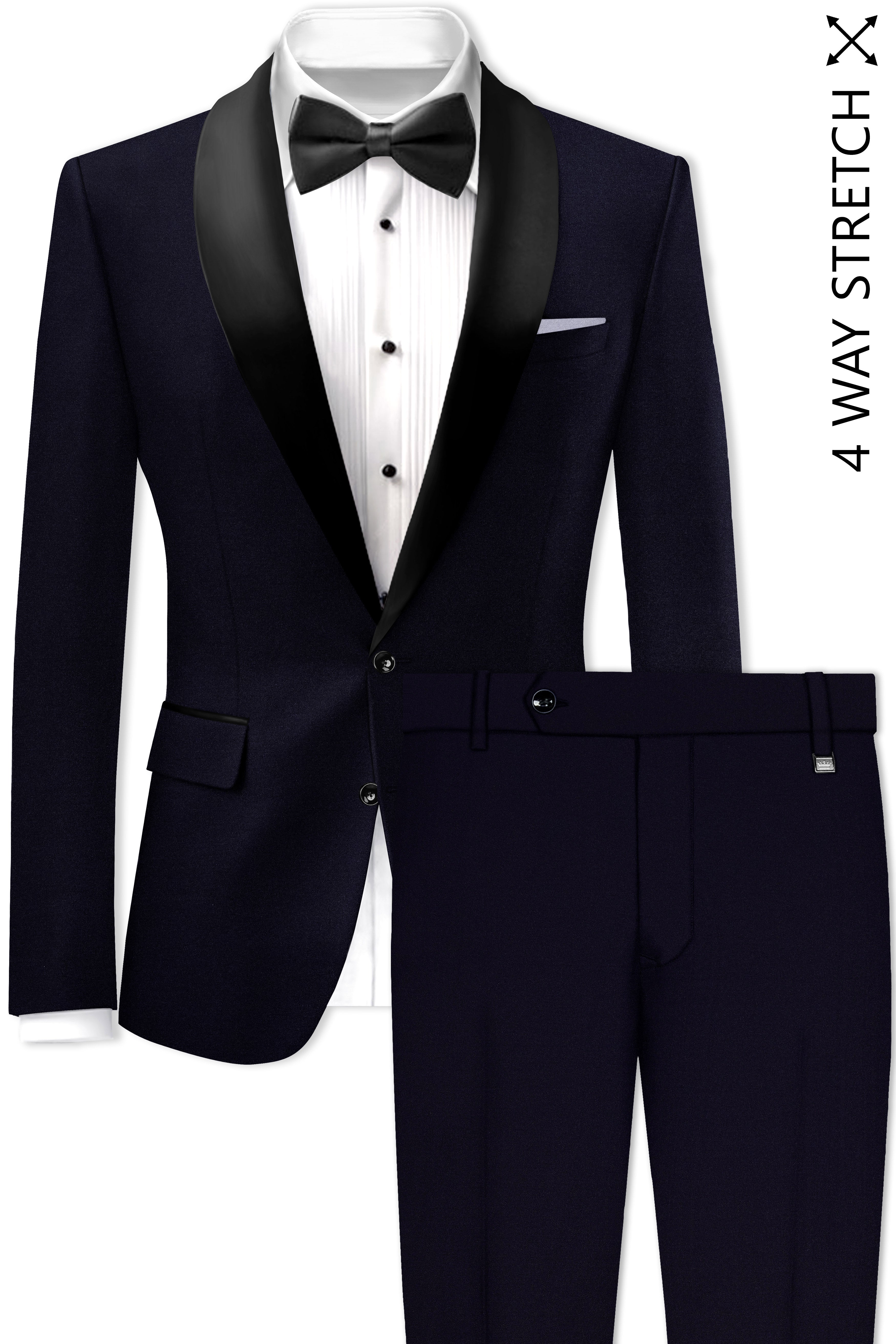 Vistaro-Korean Blue (The Best Blue We Have) Wool Rich Tuxedo Stretchable Traveler Suit