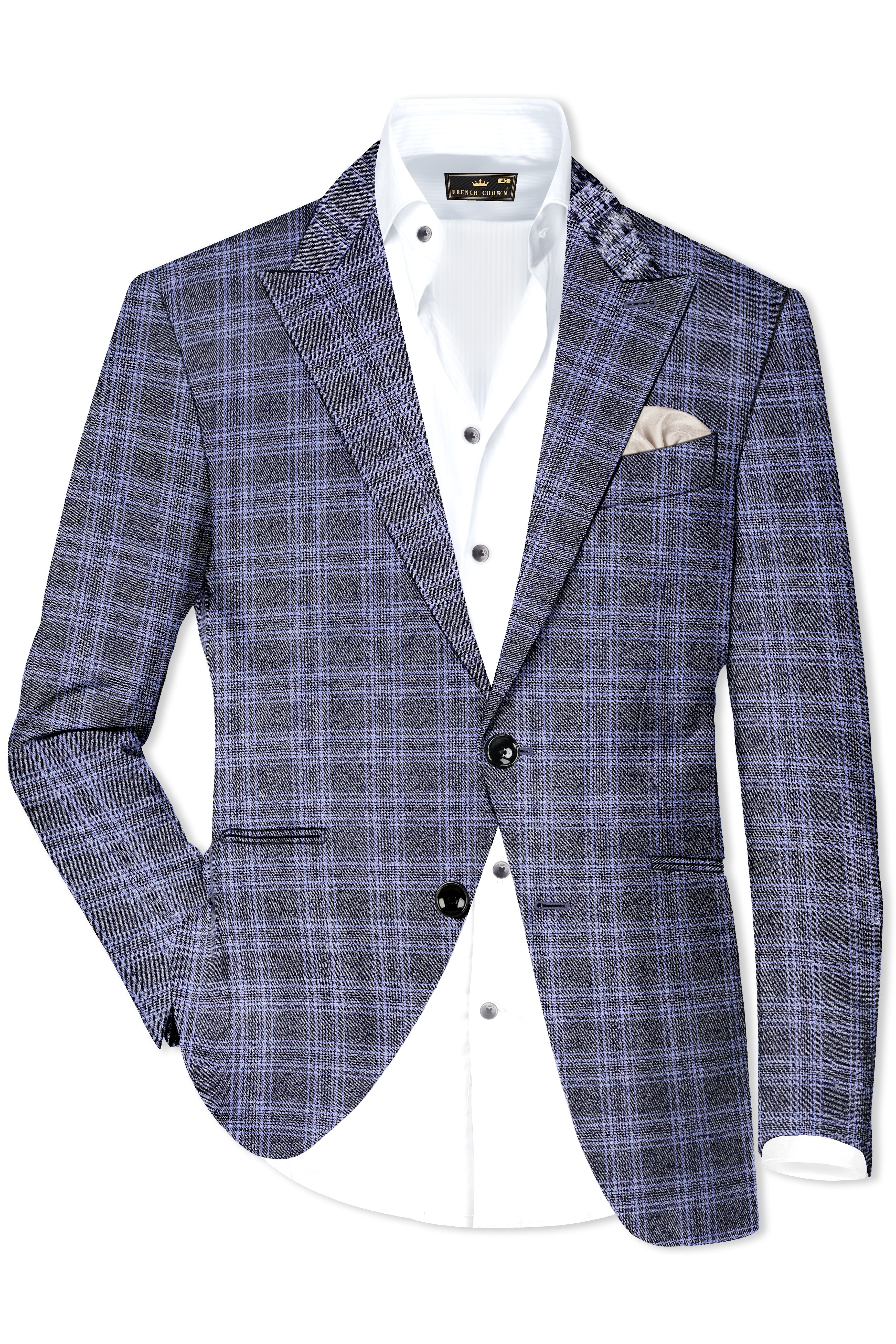 Casphin-Dolphin And Casper Blue Plaid Wool Rich Peck Lepal Single Breasted Suit