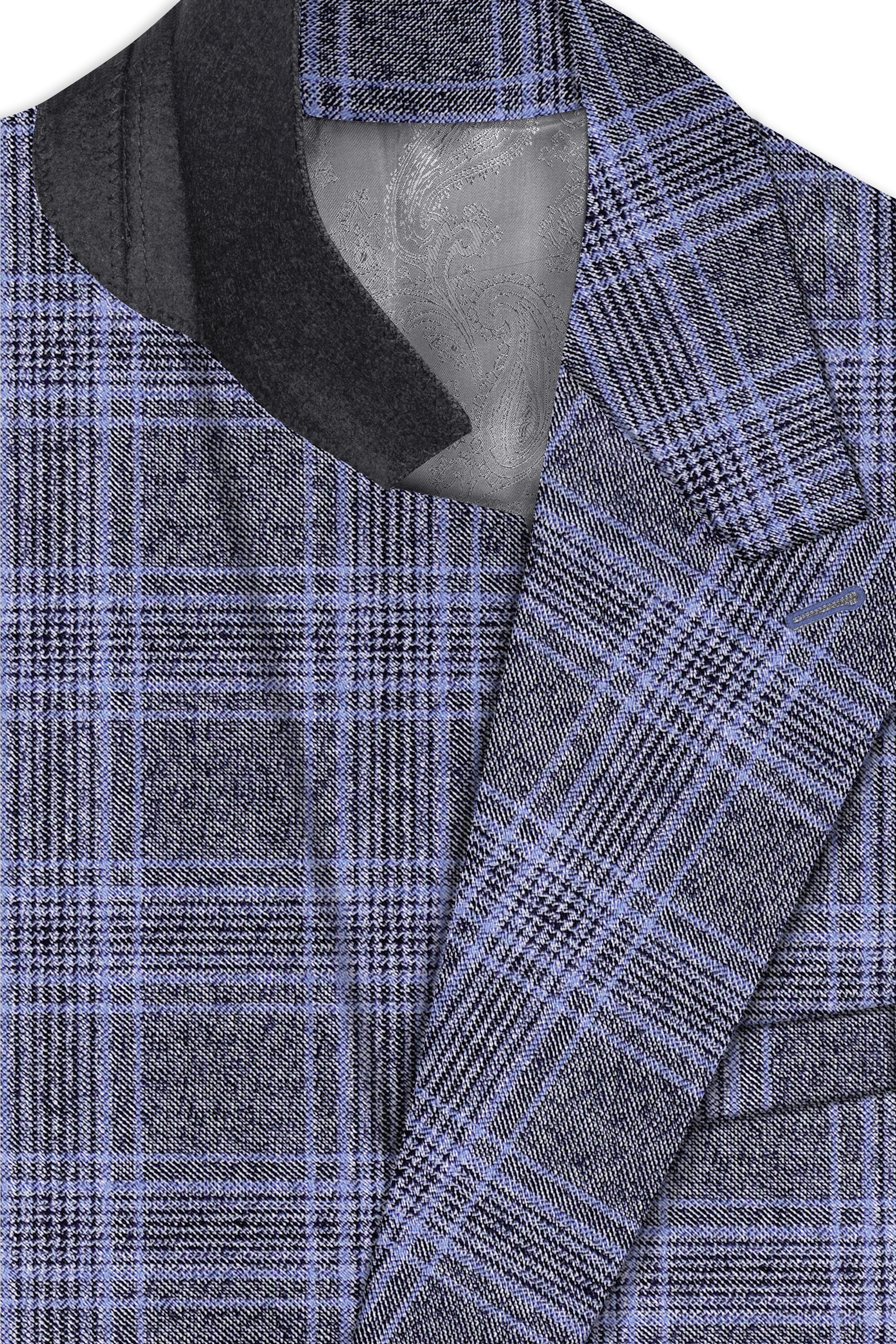 Casphin-Dolphin And Casper Blue Plaid Wool Rich Peck Lepal Single Breasted Suit