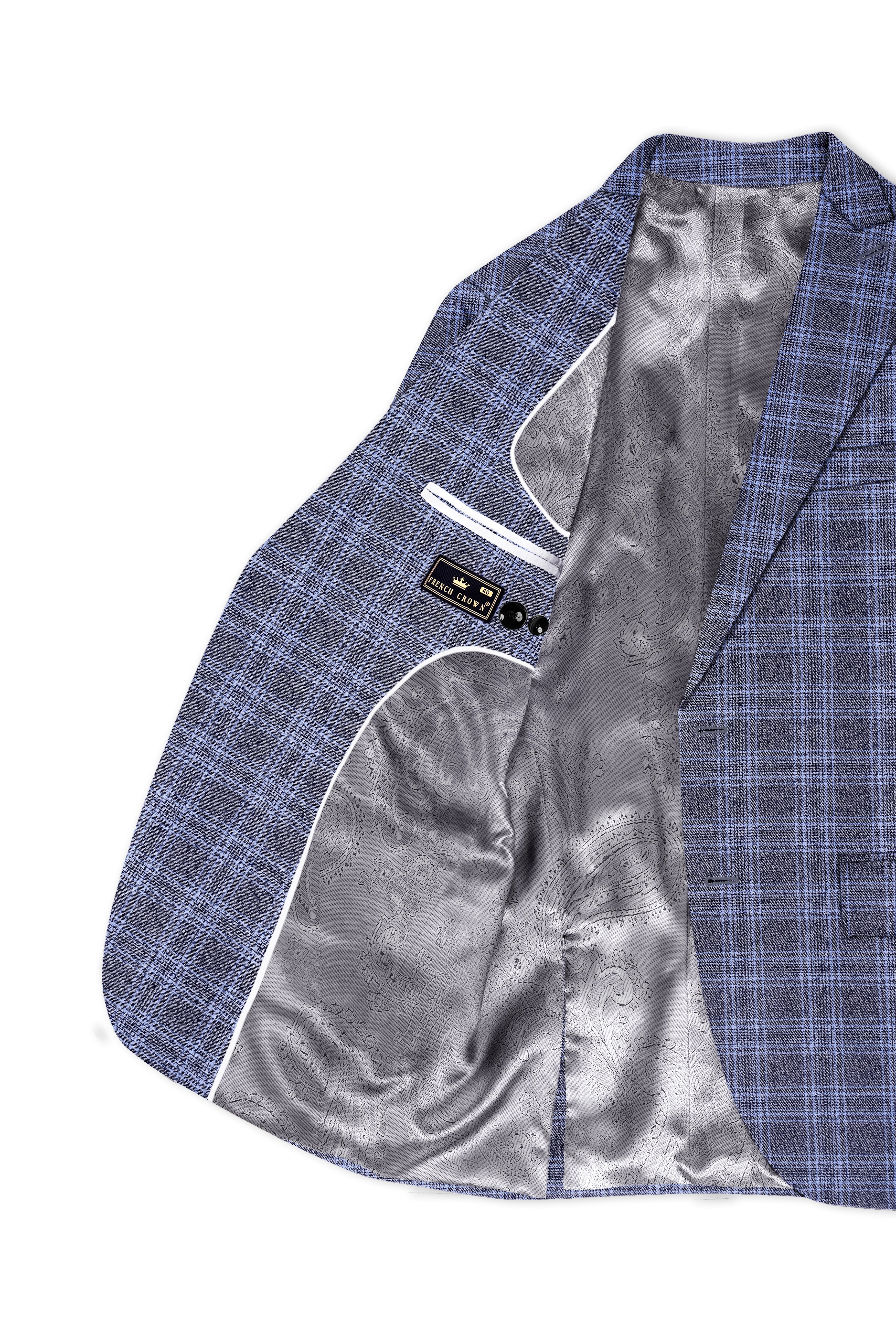 Casphin-Dolphin And Casper Blue Plaid Wool Rich Peck Lepal Single Breasted Suit
