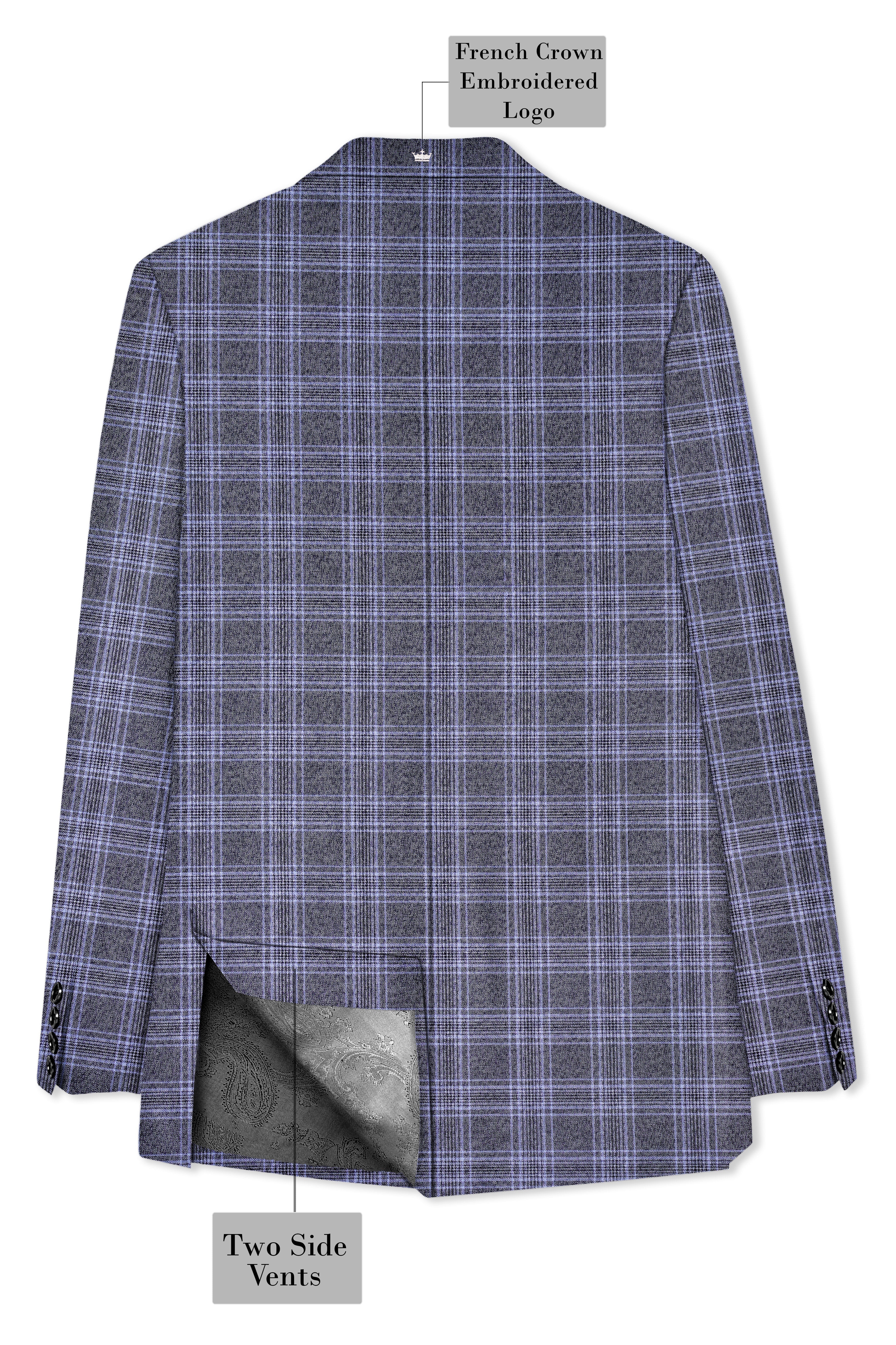 Casphin-Dolphin And Casper Blue Plaid Wool Rich Peck Lepal Single Breasted Suit