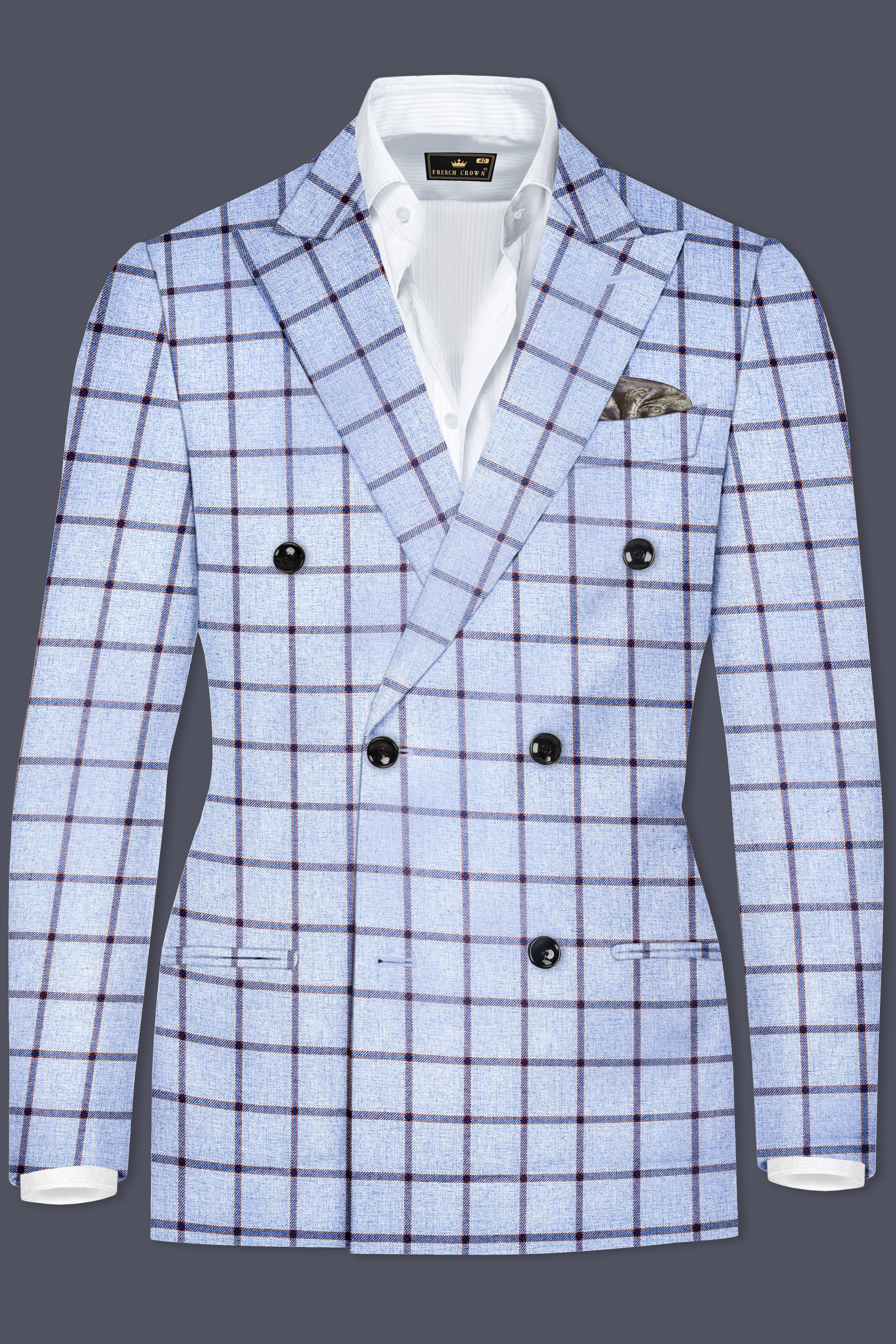 Mistrel-Spun Pearl Gray Windows Wool Rich Double Breasted Suit