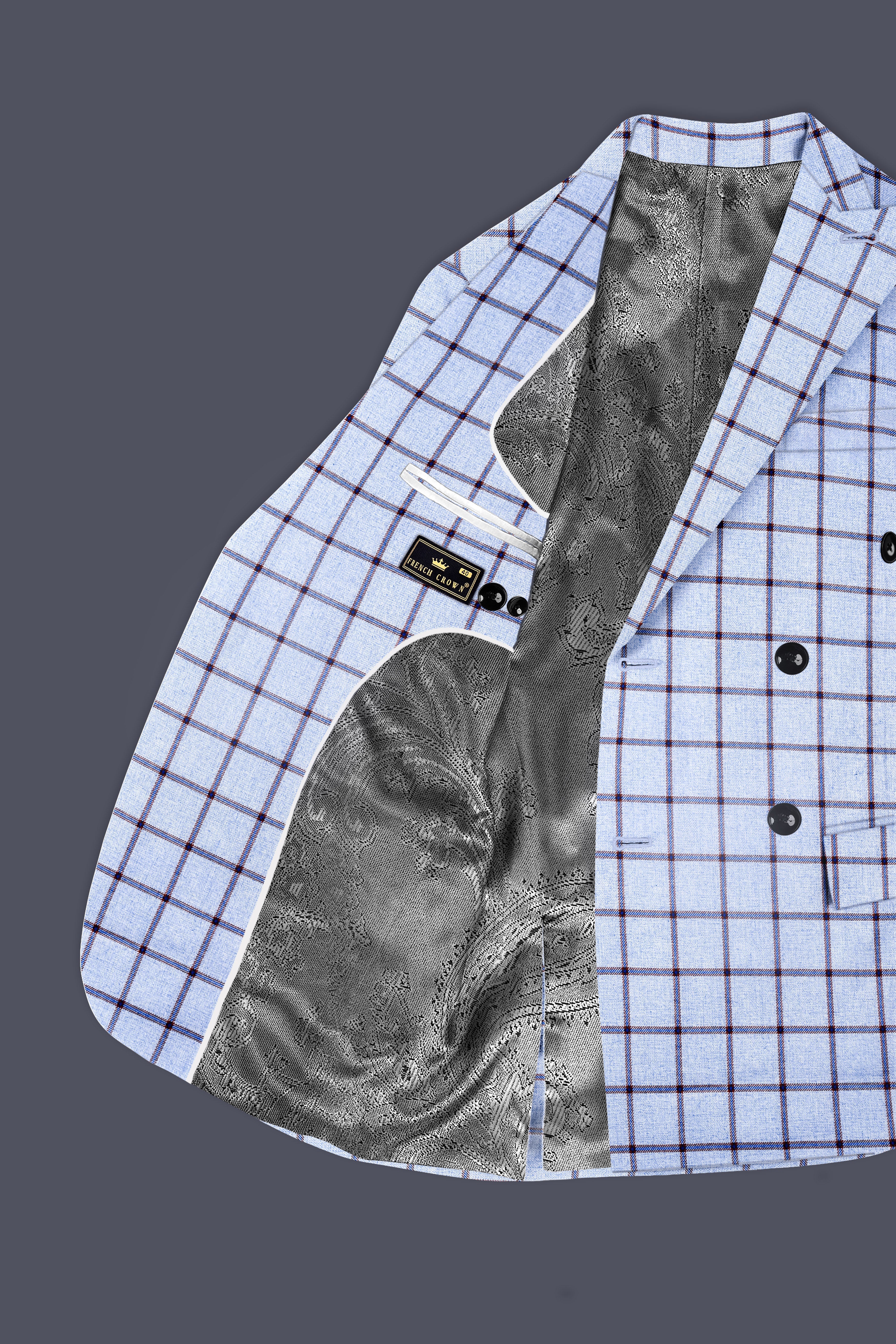 Mistrel-Spun Pearl Gray Windows Wool Rich Double Breasted Suit