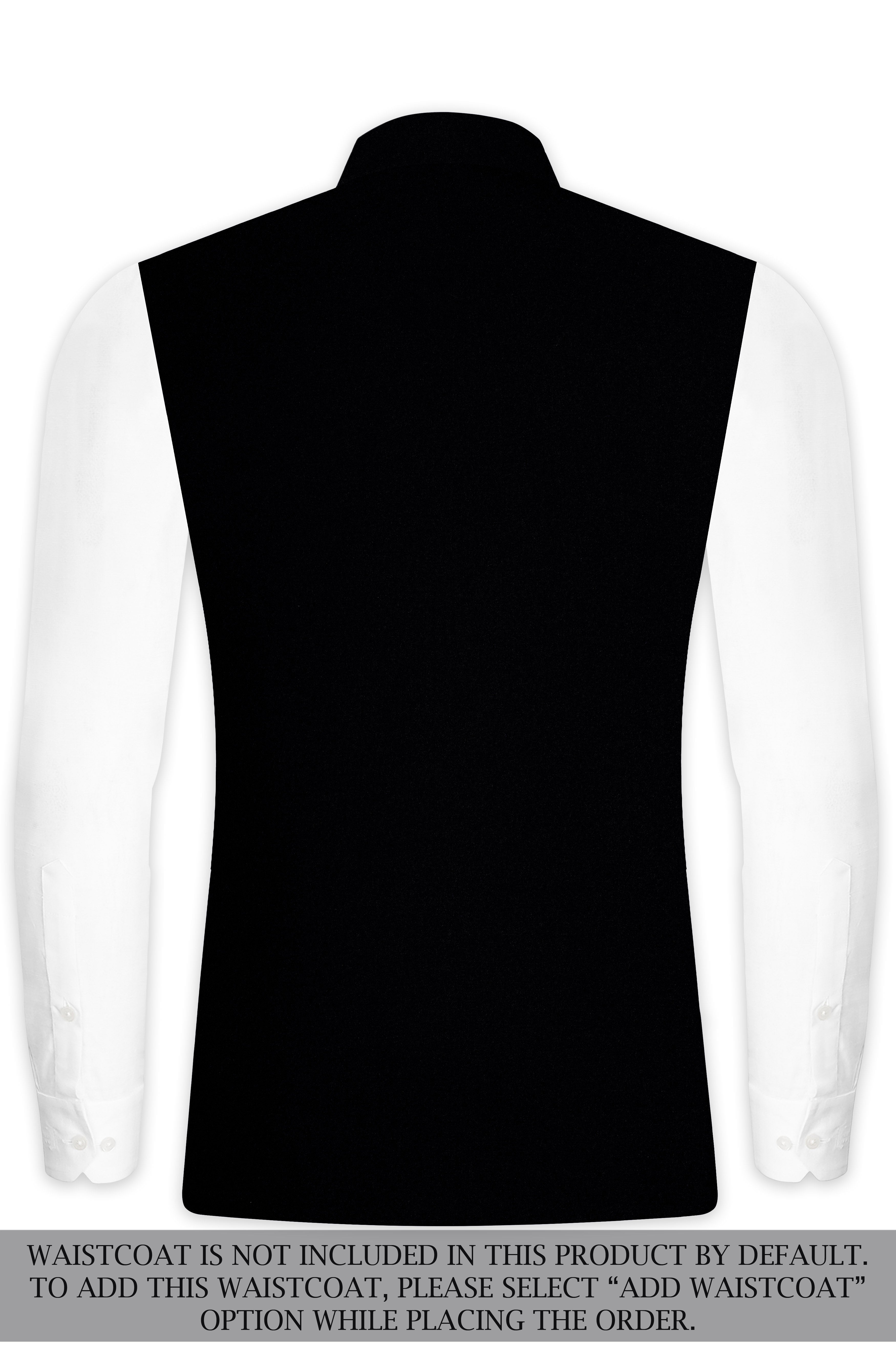 Noirex-Korean Black (The Best Black We Have) Wool Rich Cross Placket Bandhgala Stretchable traveler Suit