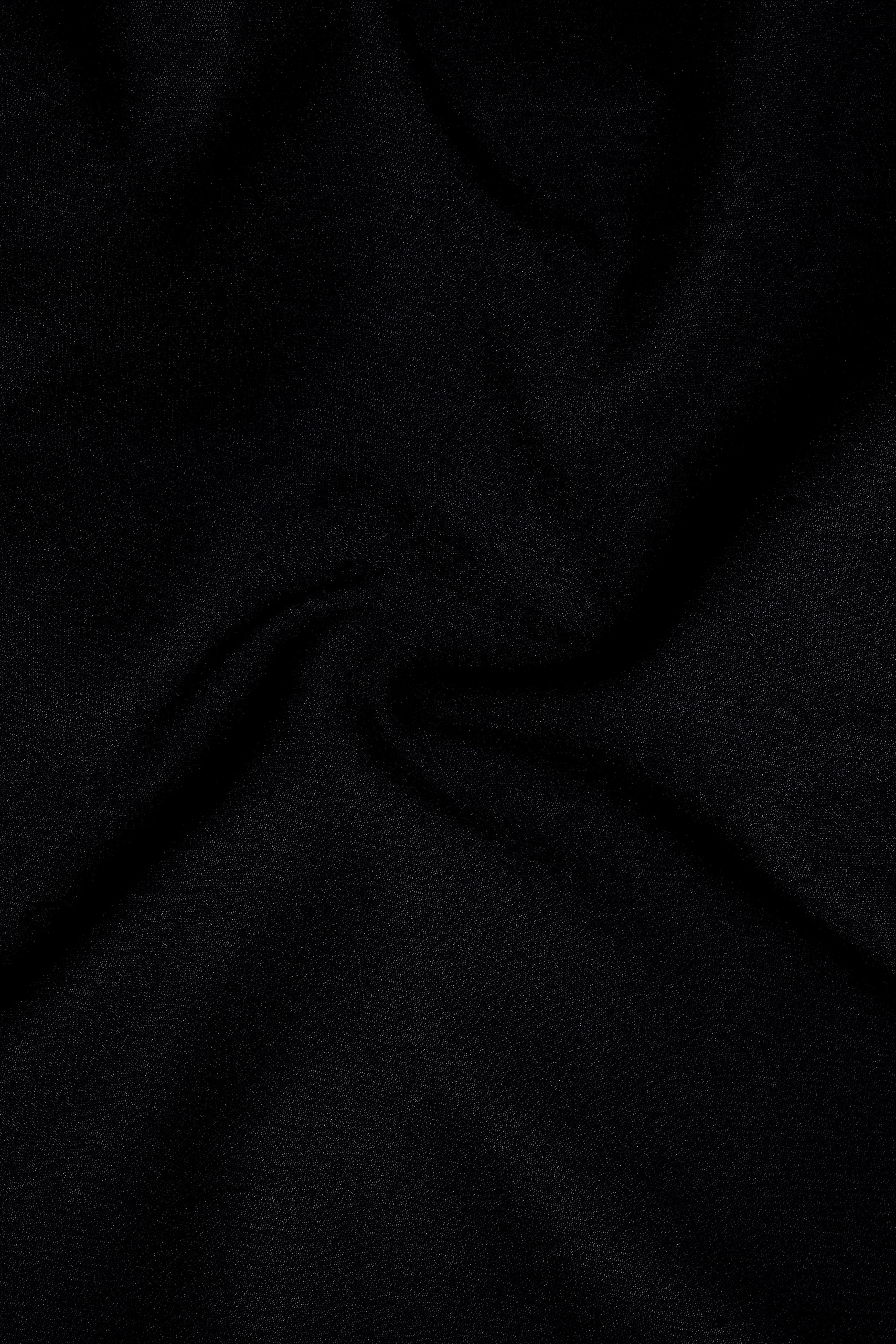 Noirex-Korean Black (The Best Black We Have) Wool Rich Cross Placket Bandhgala Stretchable traveler Suit
