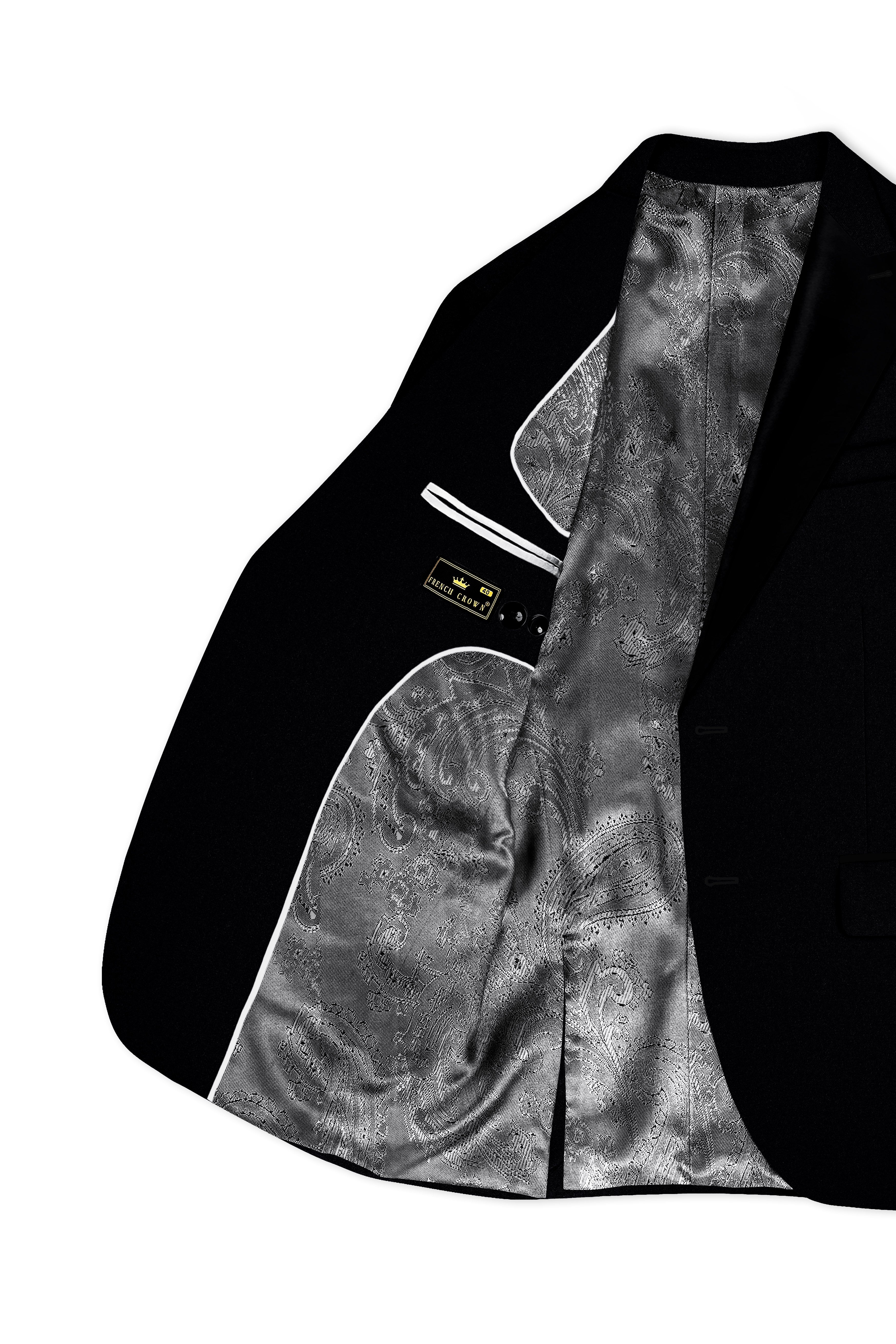 Noirex-Korean Black (The Best Black We Have) Wool Rich Peak Lapel Tuxedo Stretchable traveler Suit