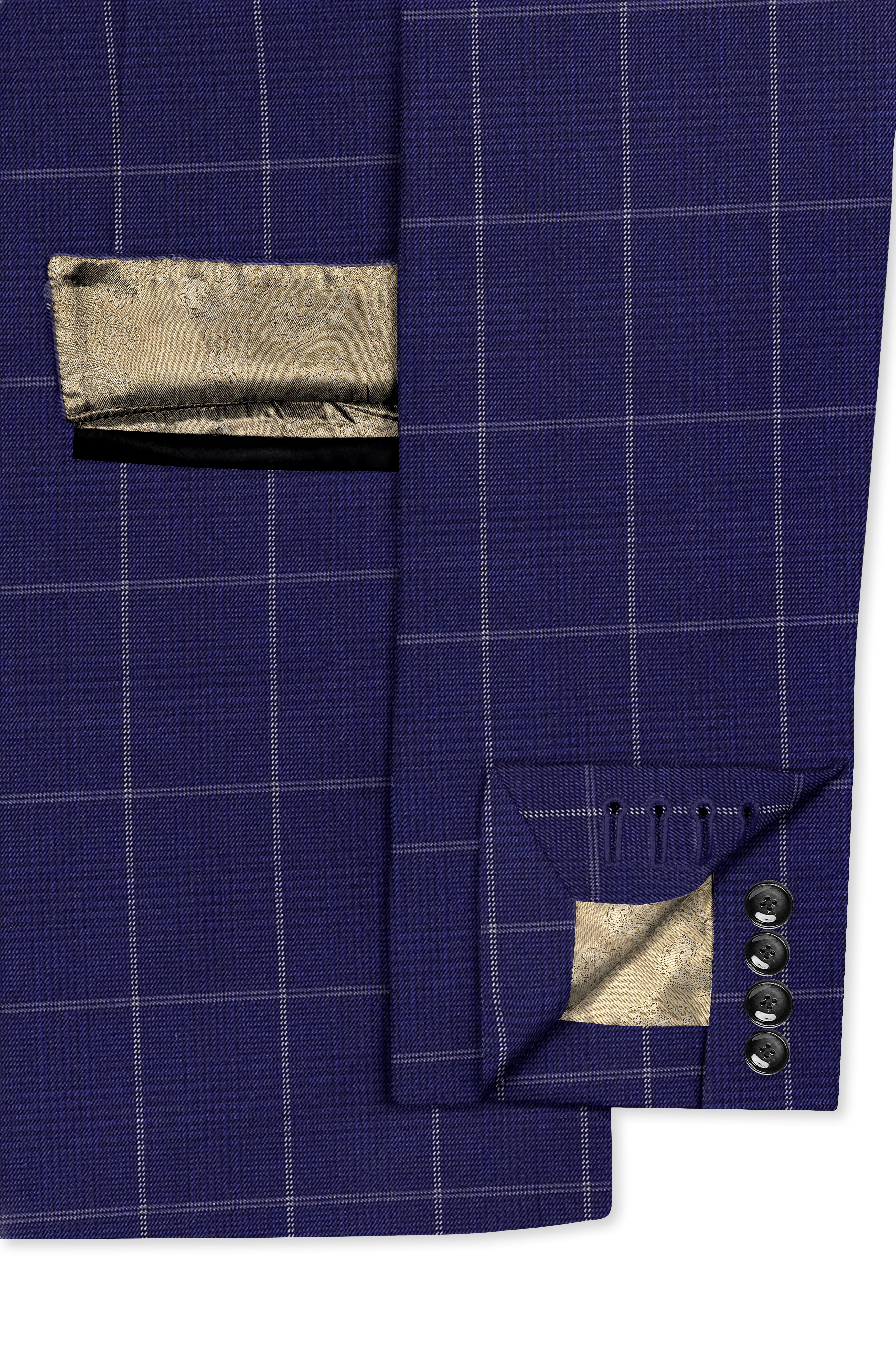 Noctex-Rhino Blue Windowpane Wool Rich Tuxedo Suit