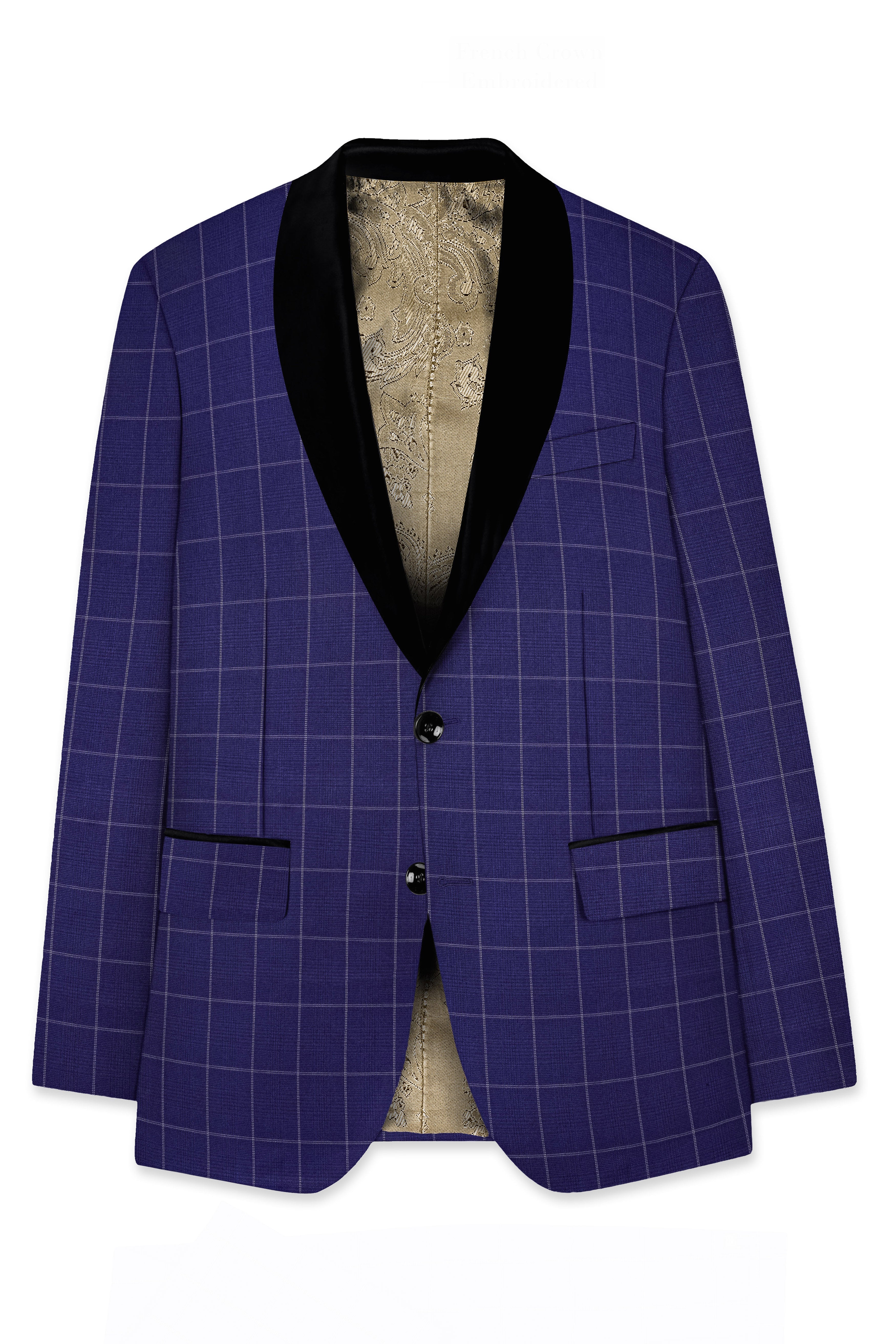 Noctex-Rhino Blue Windowpane Wool Rich Tuxedo Suit