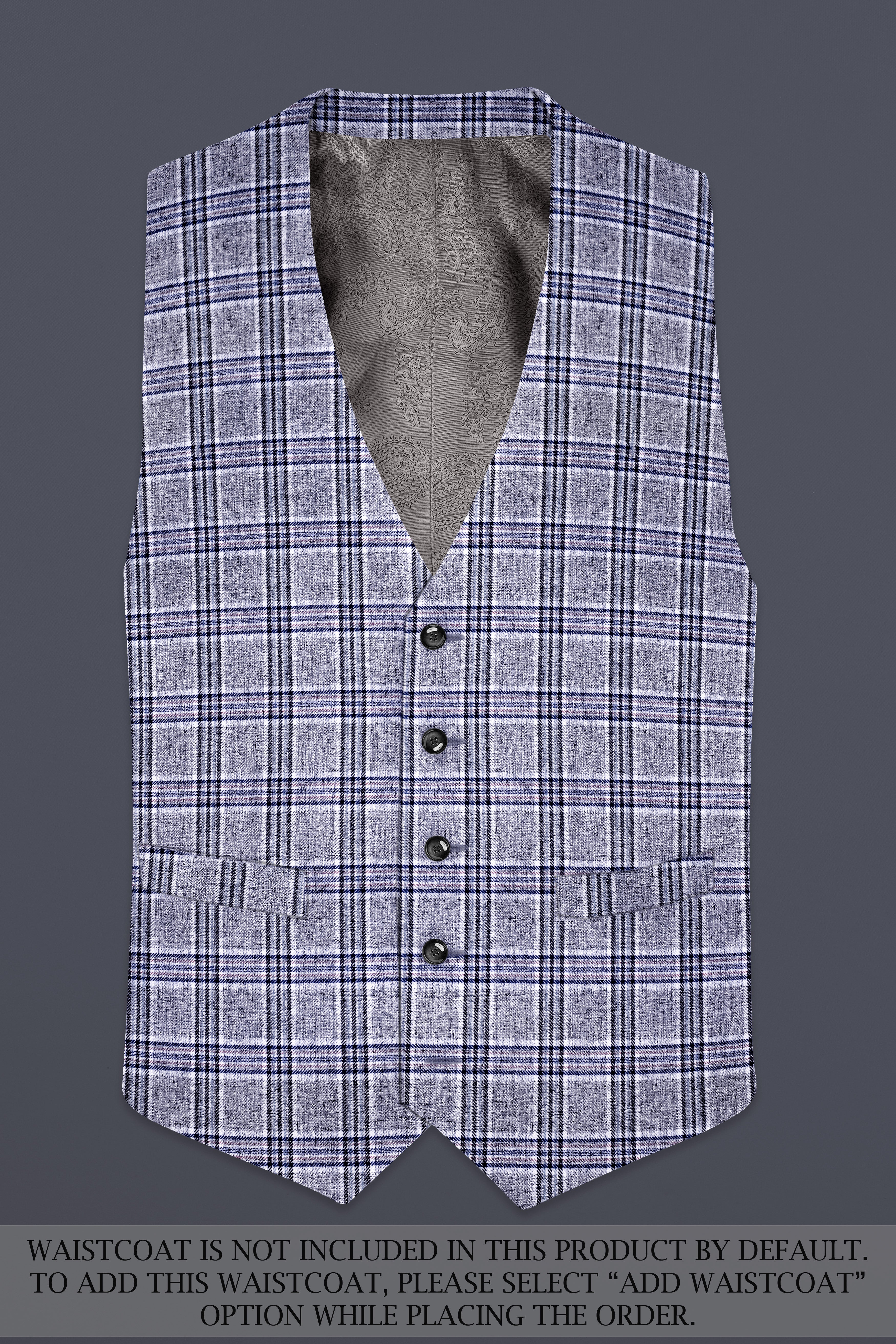 Pladiel-StarDust Gray with Martinique Blue Plaid Wool Rich Tuxedo Suit