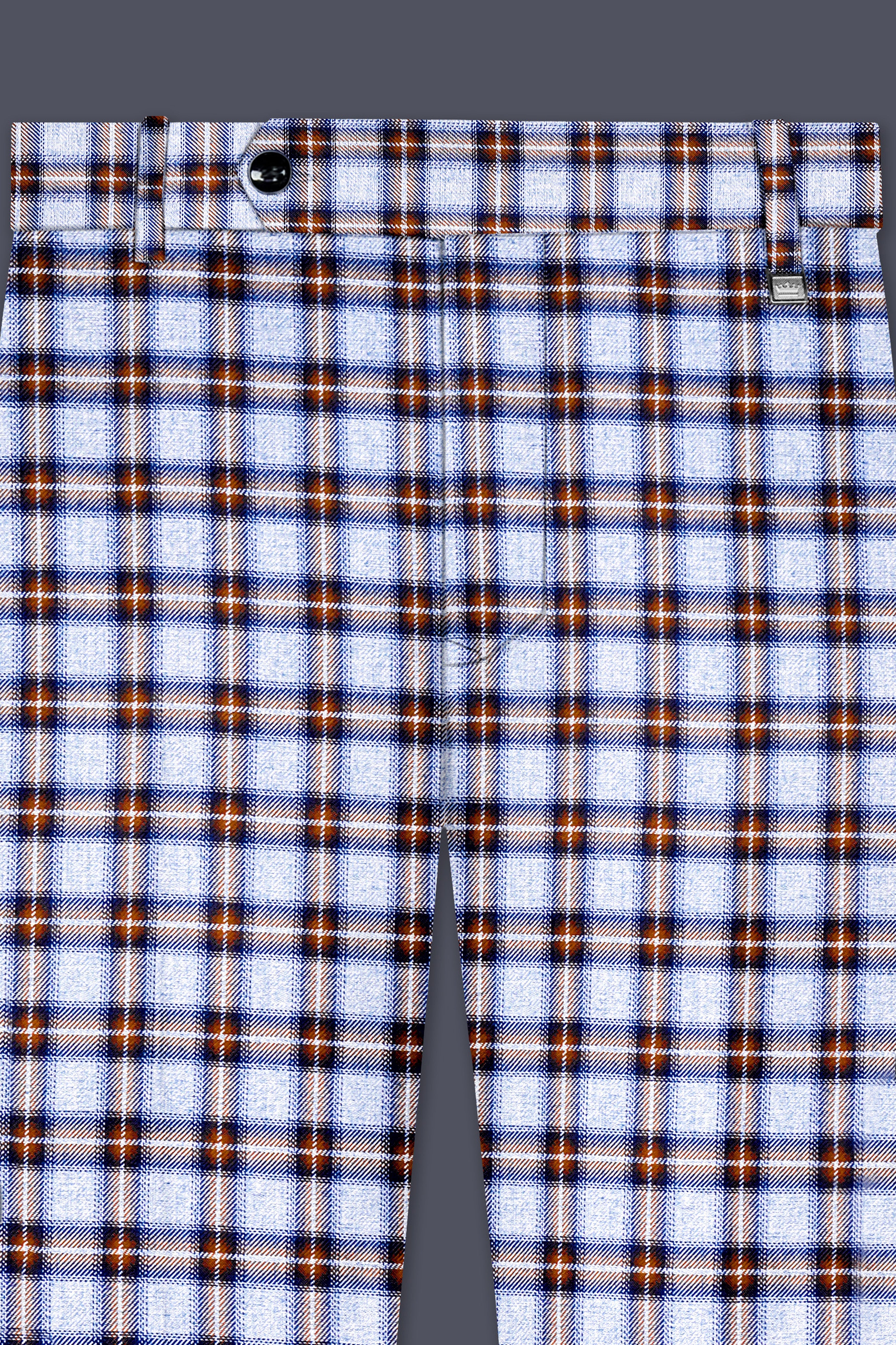 Castaire-Chateau Blue with Cocoa Brown Plaid Wool Rich Double Breasted Suit