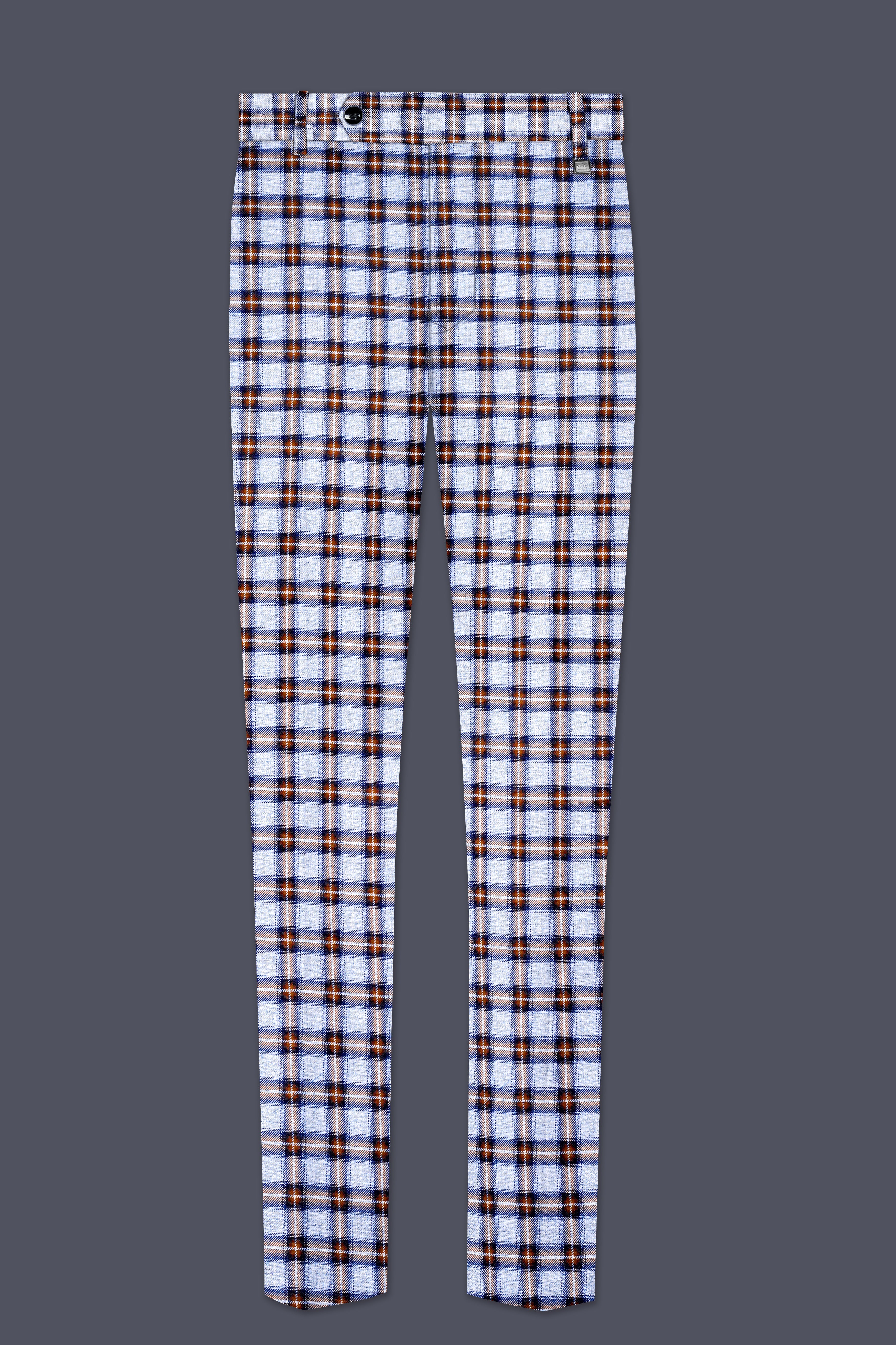Castaire-Chateau Blue with Cocoa Brown Plaid Wool Rich Double Breasted Suit
