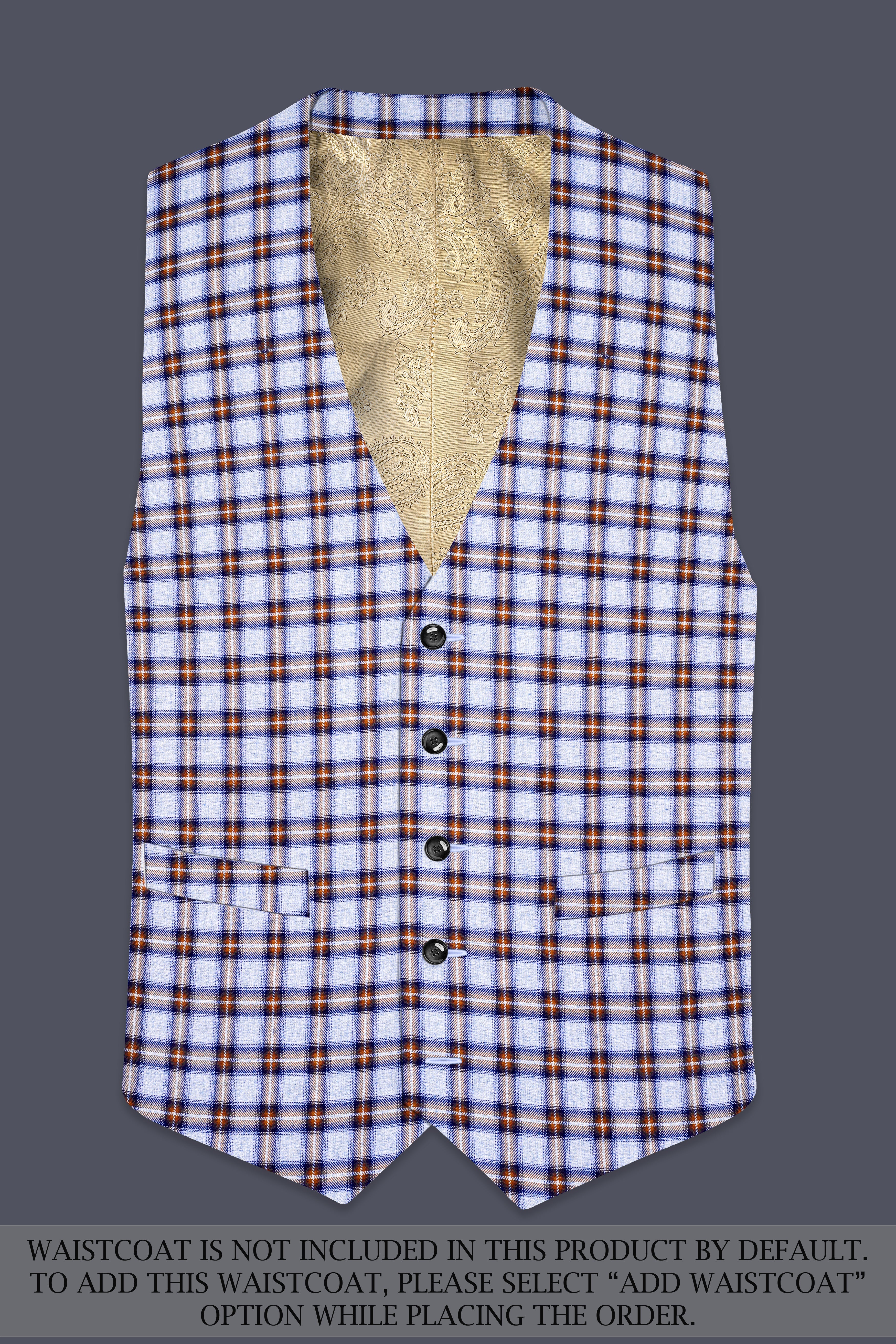 Castaire-Chateau Blue with Cocoa Brown Plaid Wool Rich Double Breasted Suit