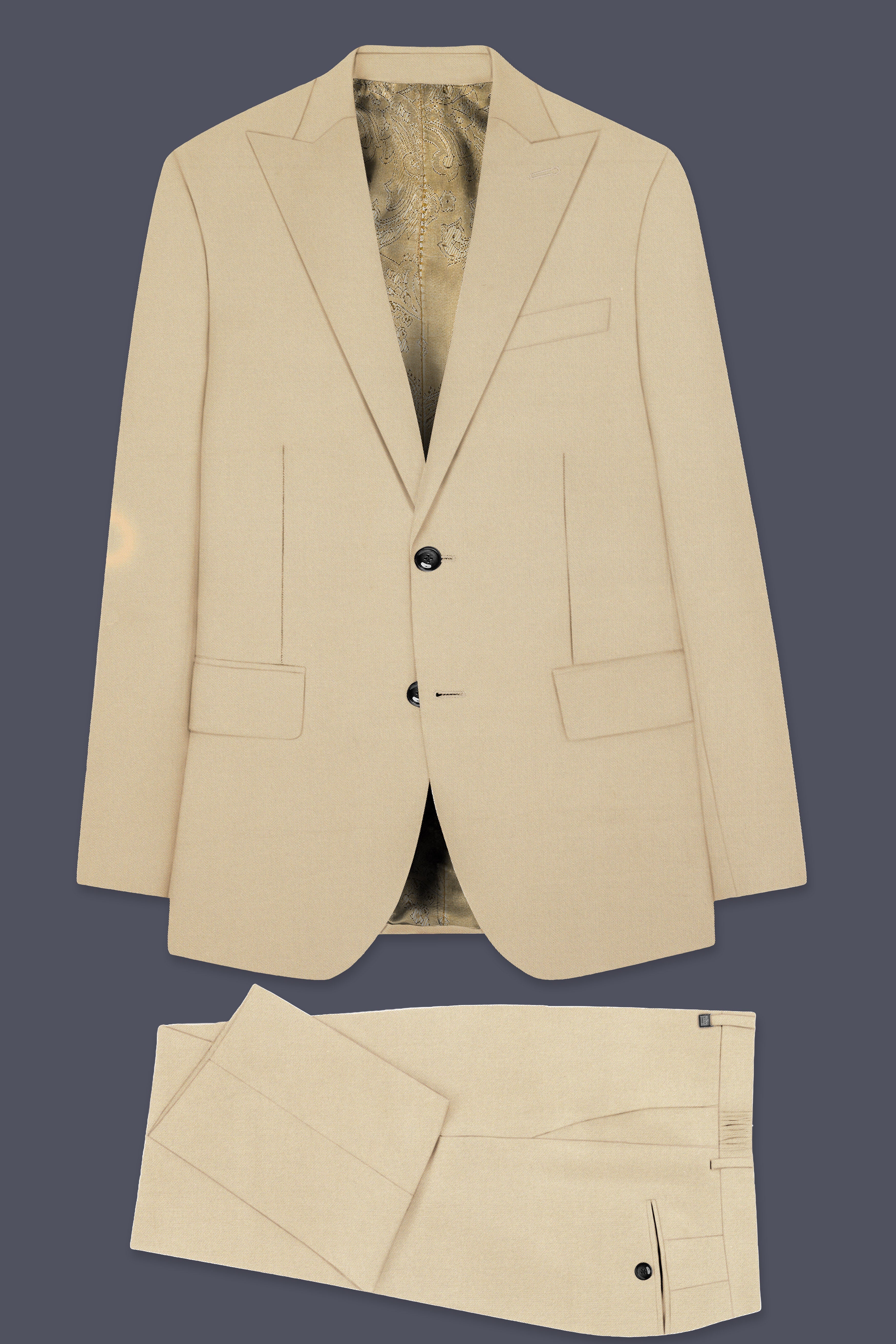 Beauroan-Sandrift Brown Premium Cotton Single Breasted Suit