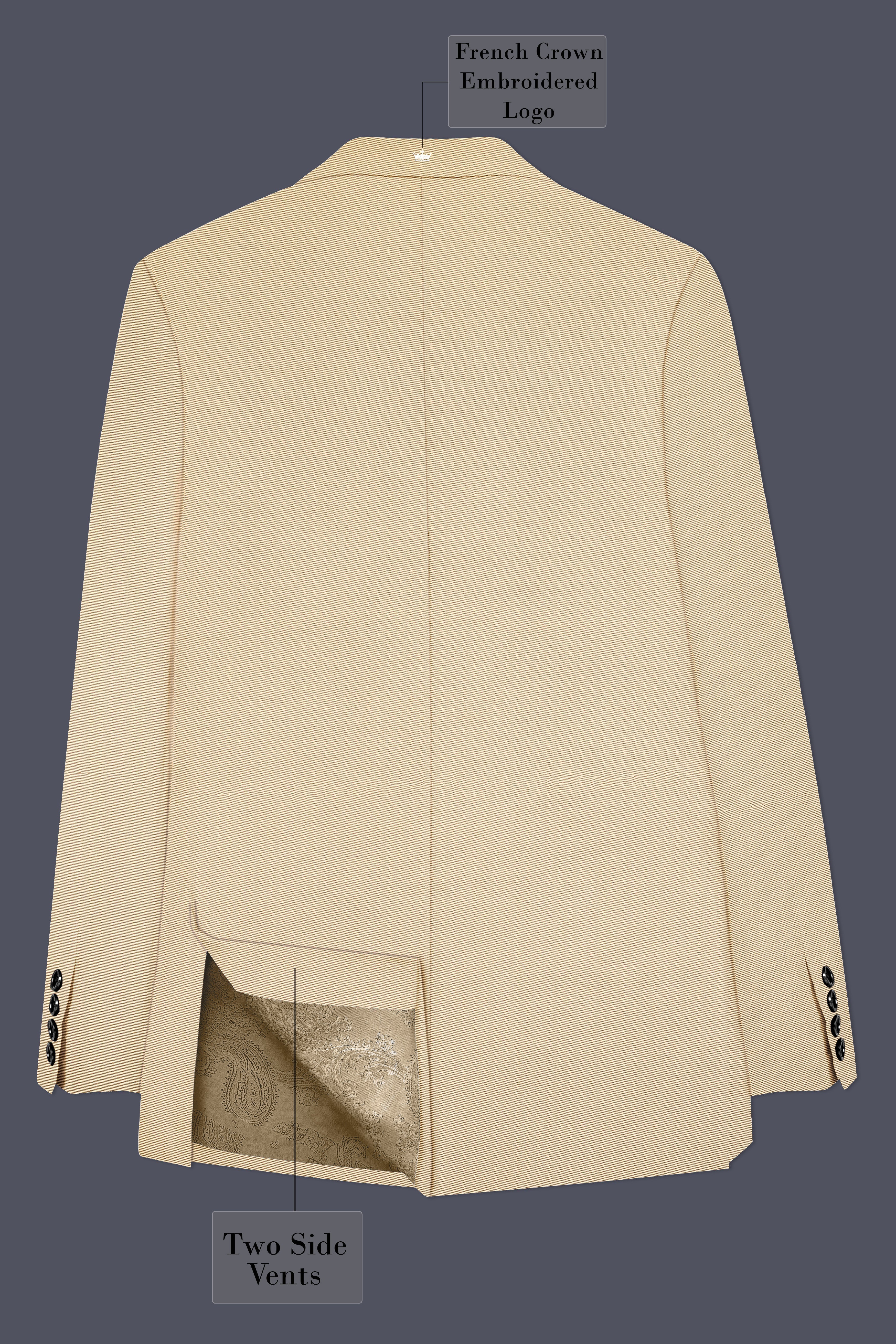 Beauroan-Sandrift Brown Premium Cotton Single Breasted Suit