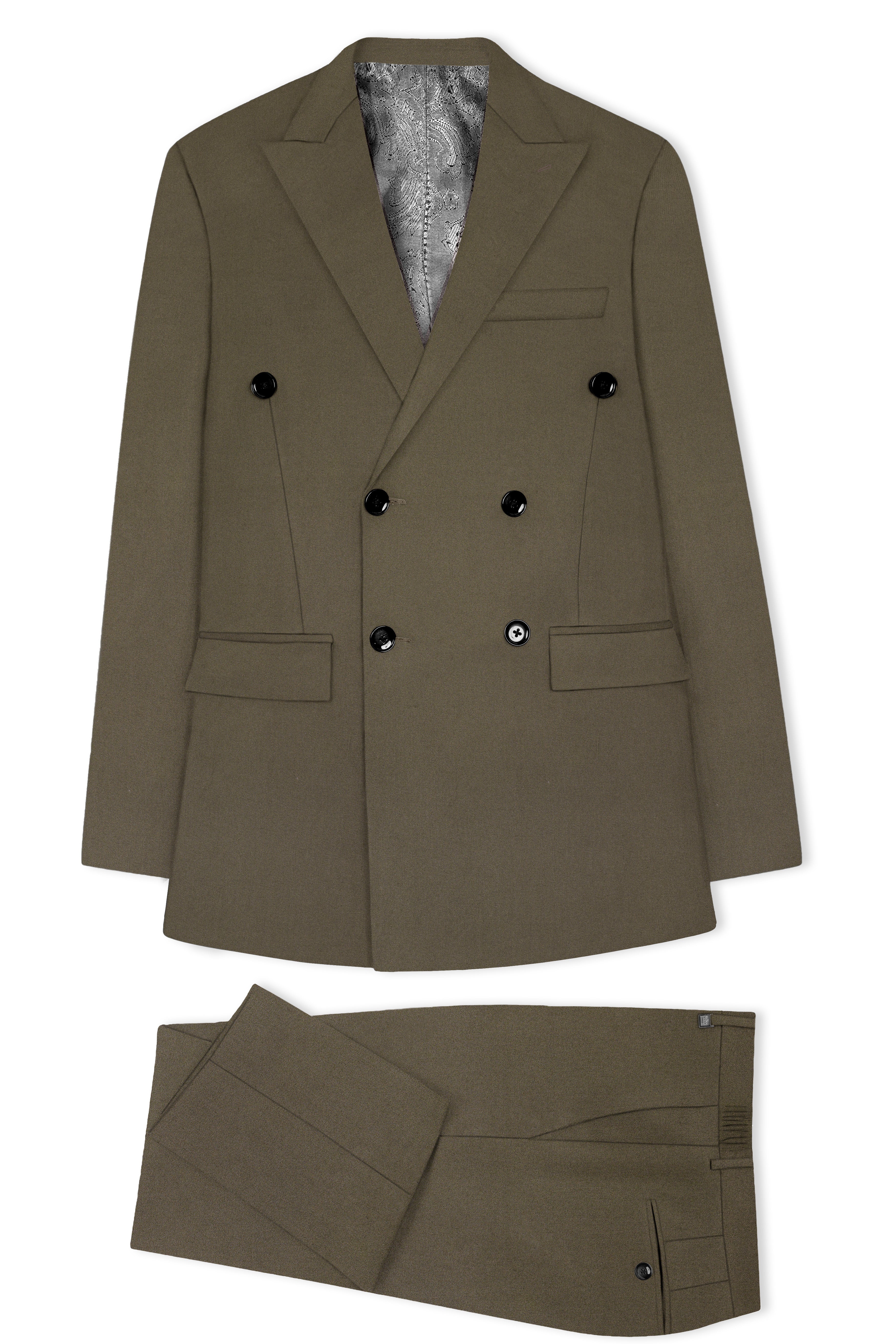 Mistran-Woodland Green Premium Cotton Double Breasted Suit
