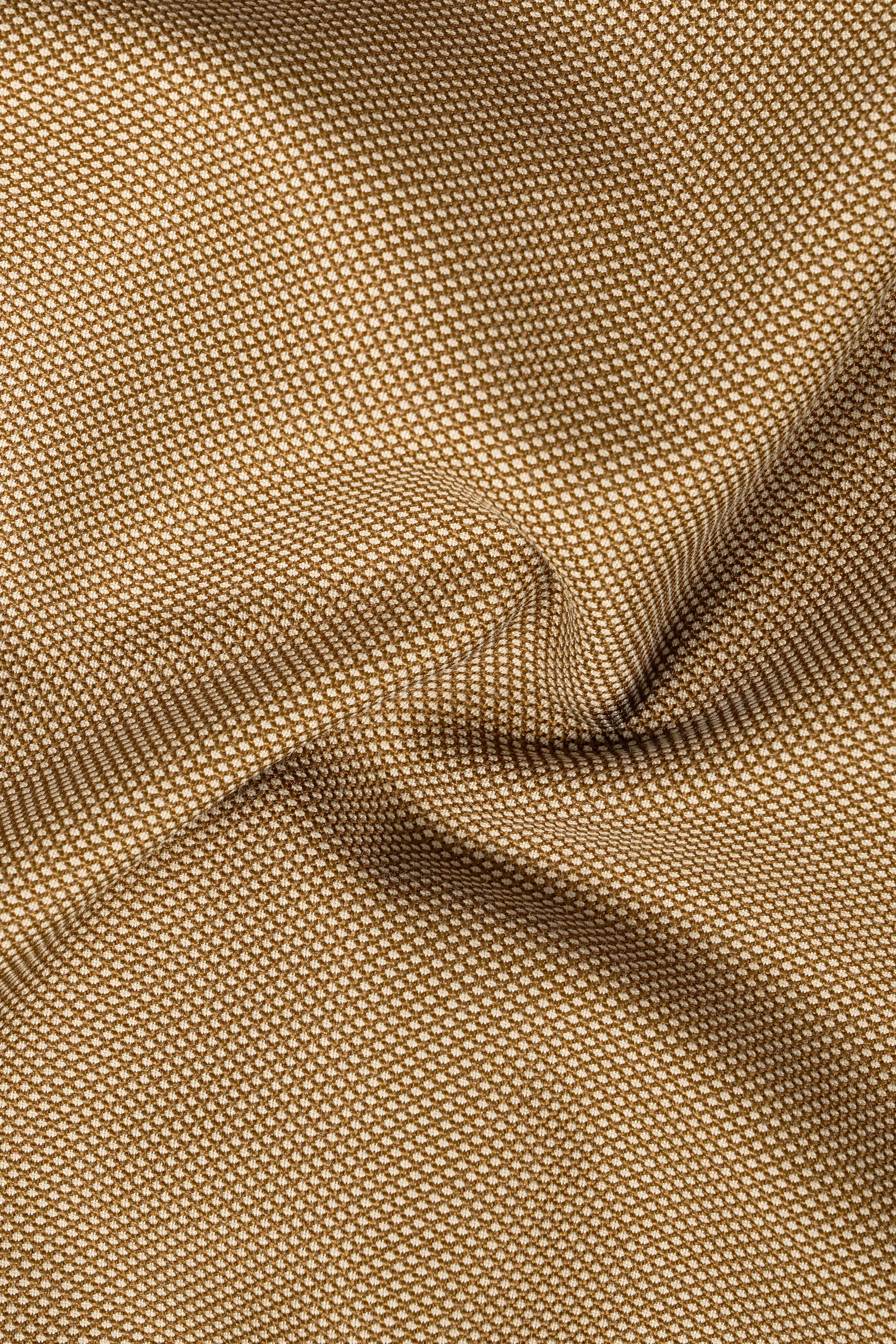 Aurenzo-Muesli Brown Textured Wool Rich Bandhgala Suit