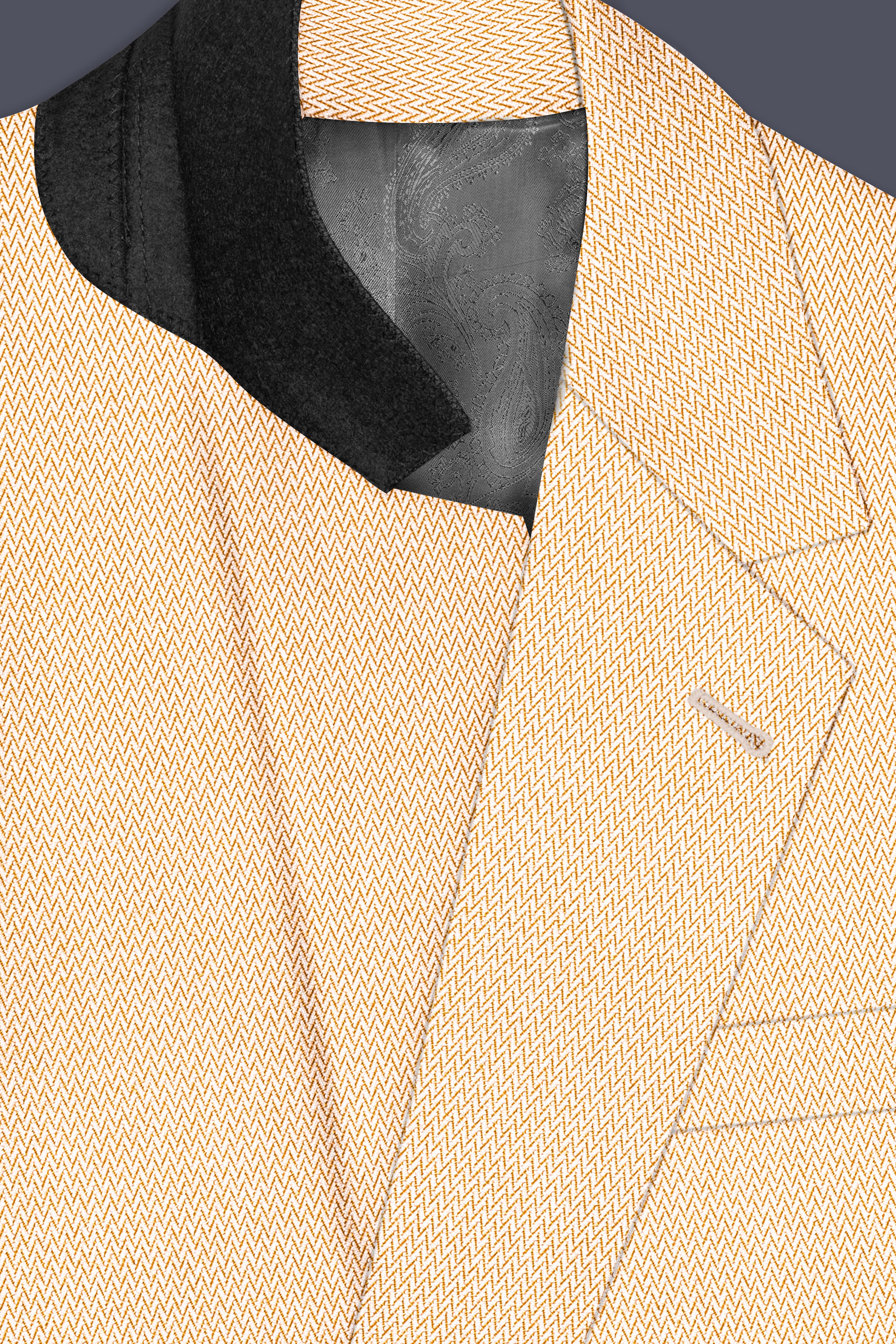 Zeyra-Maize Chevron Cream Textured Single Breasted Suit