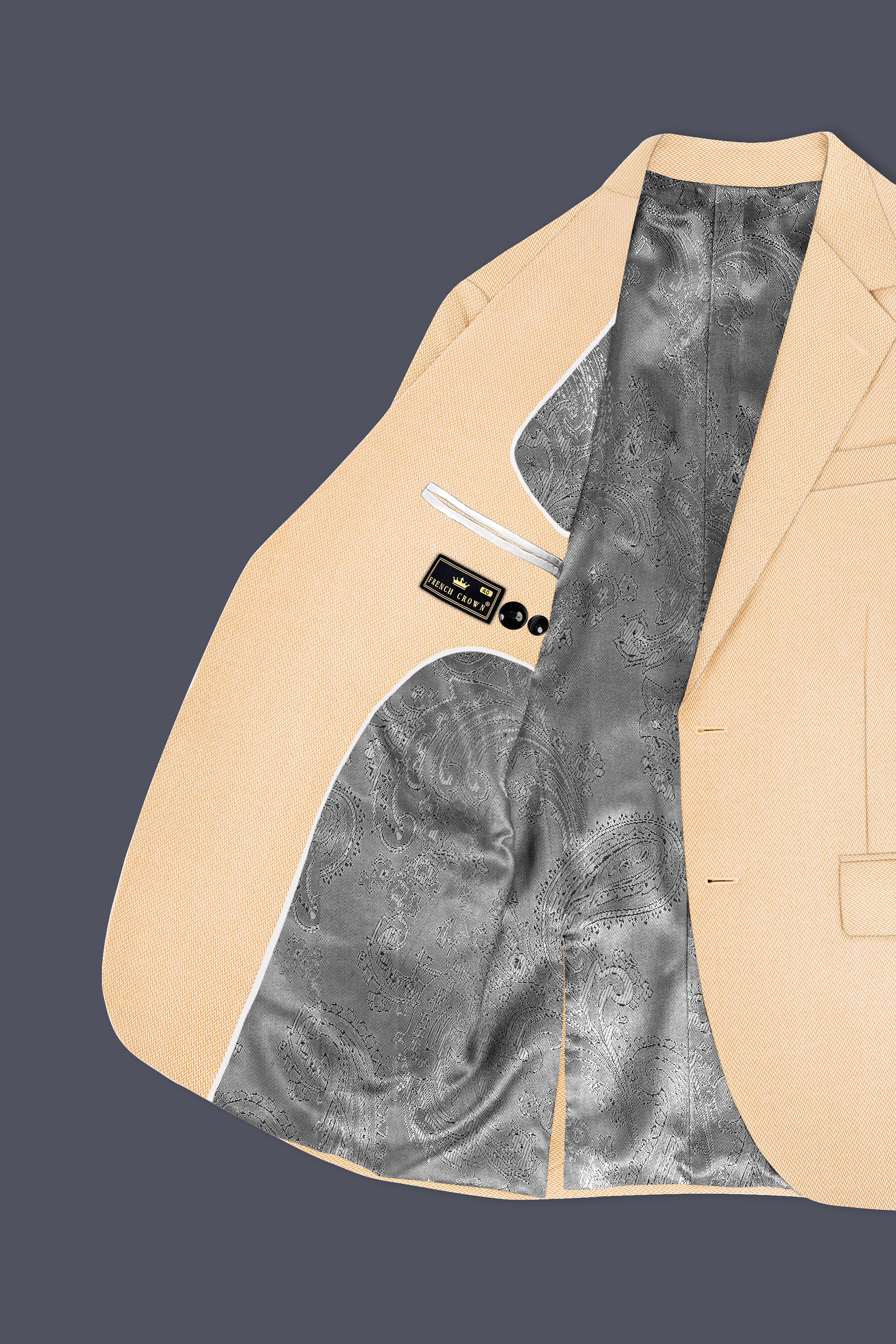 Zeyra-Maize Chevron Cream Textured Single Breasted Suit