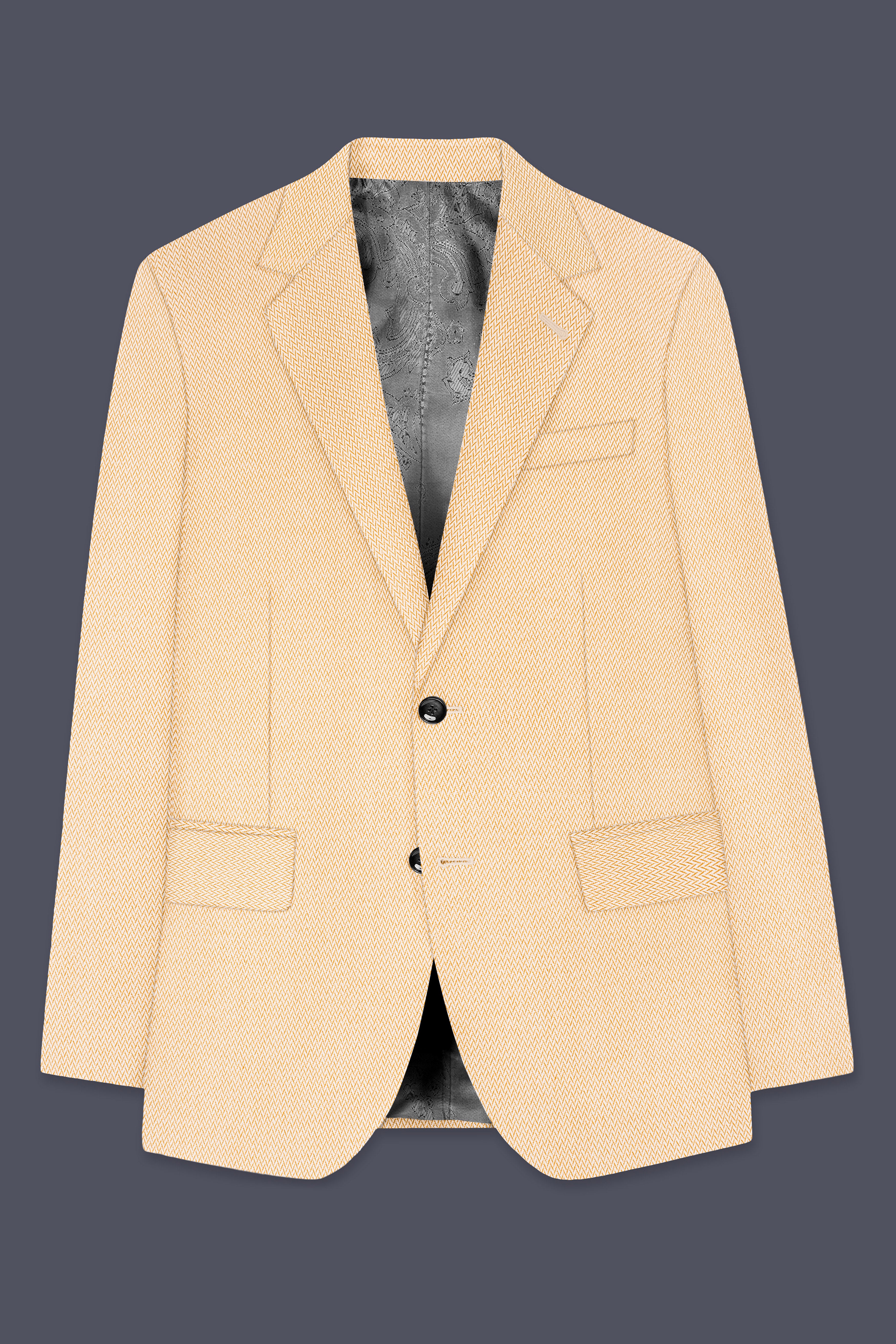 Zeyra-Maize Chevron Cream Textured Single Breasted Suit