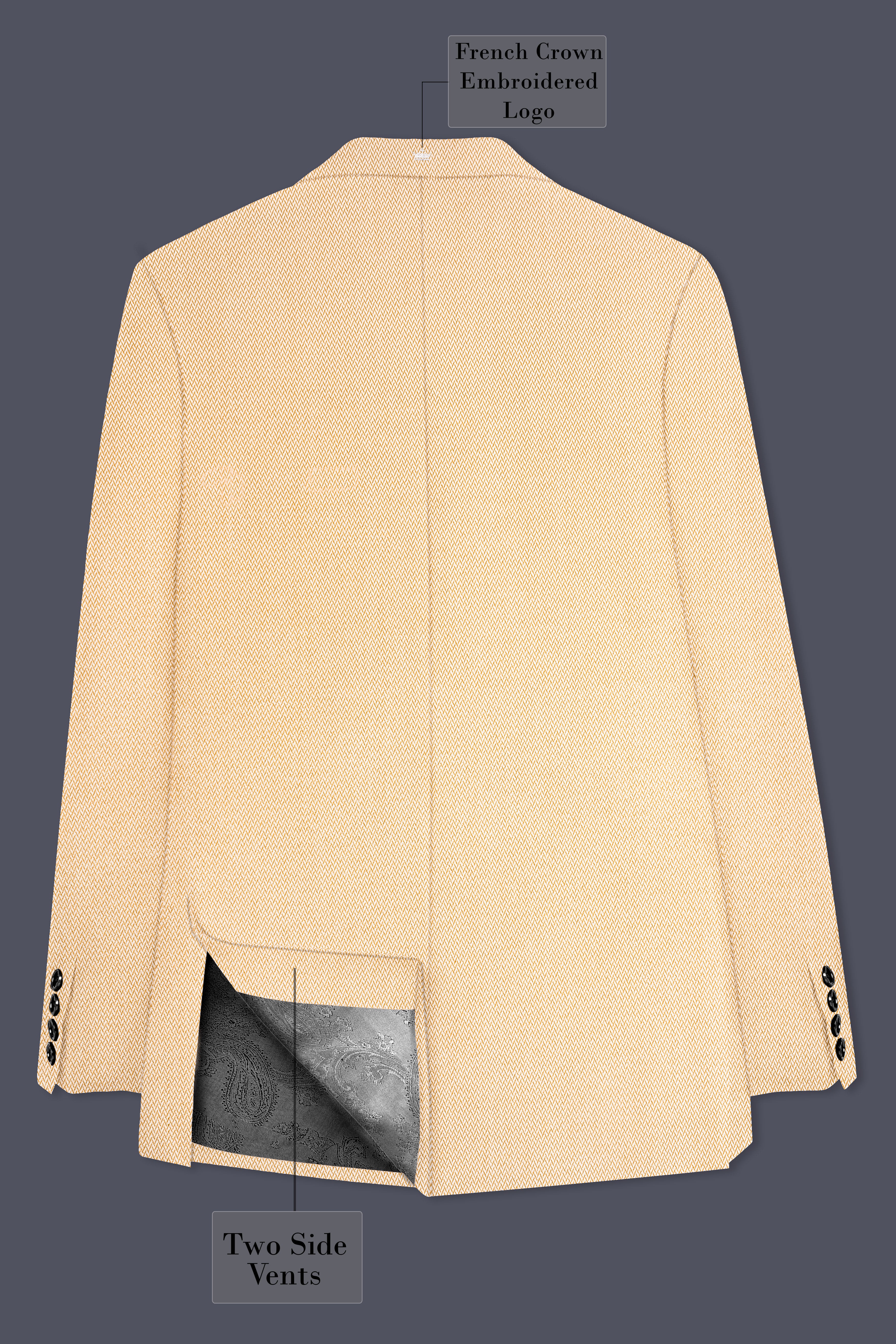 Zeyra-Maize Chevron Cream Textured Single Breasted Suit