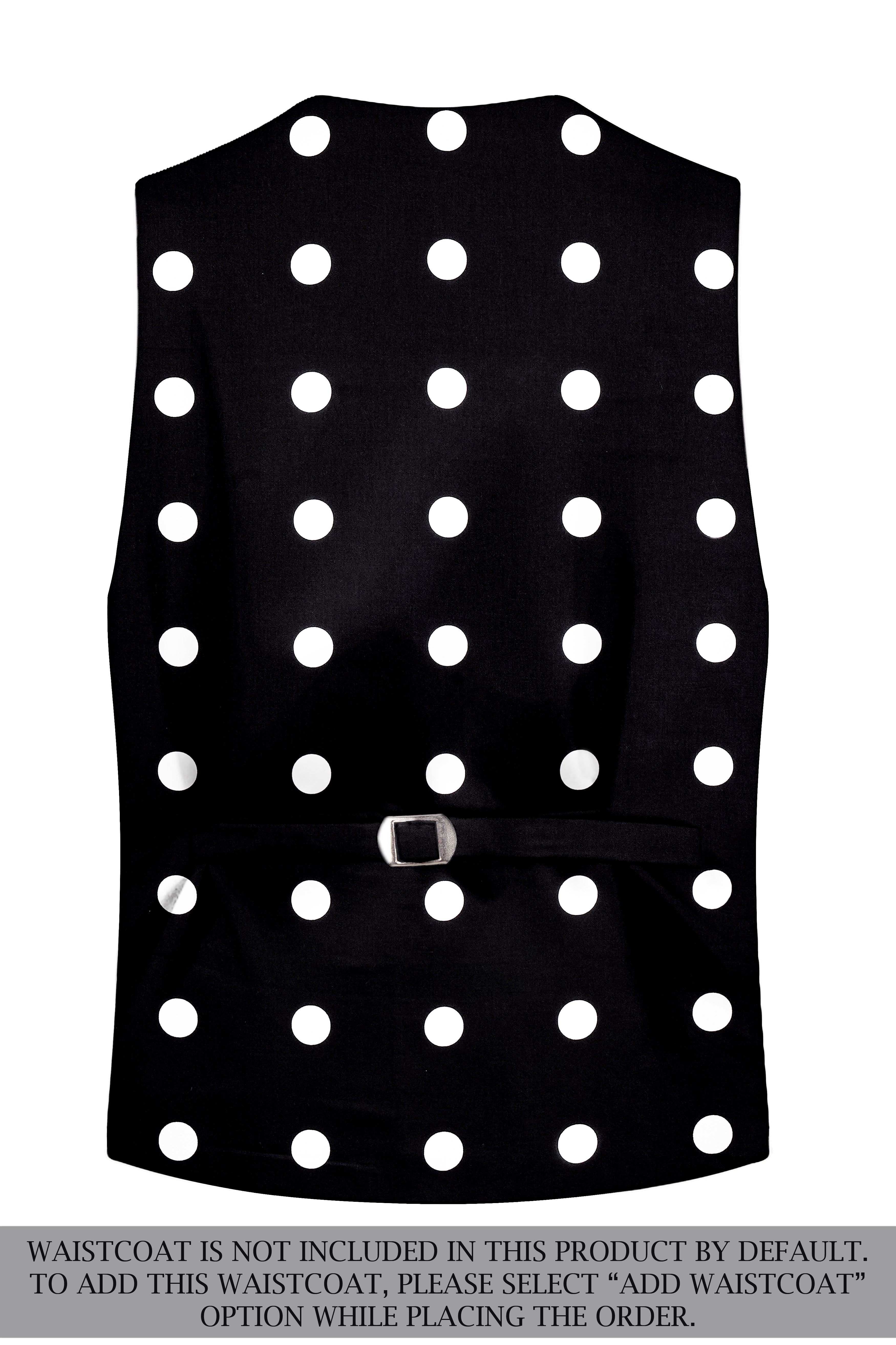 Noirdot-Jade Black and Bright White Polka Dotted Printed Premium Cotton Single Breasted Suit