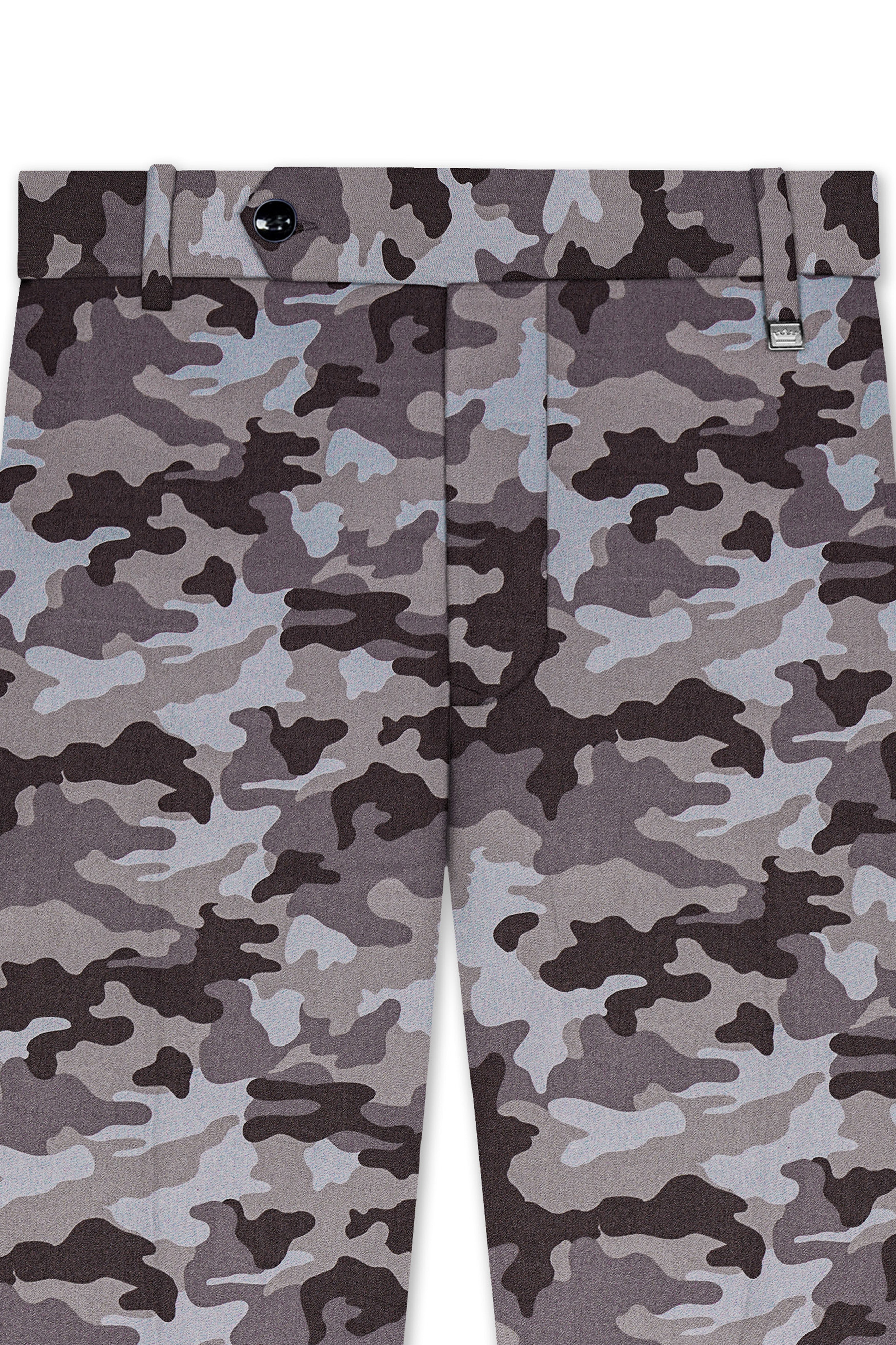 Stoneid-Gravel Gray with Iridium Brown Camouflage Printed Premium Cotton Single Breasted Suit