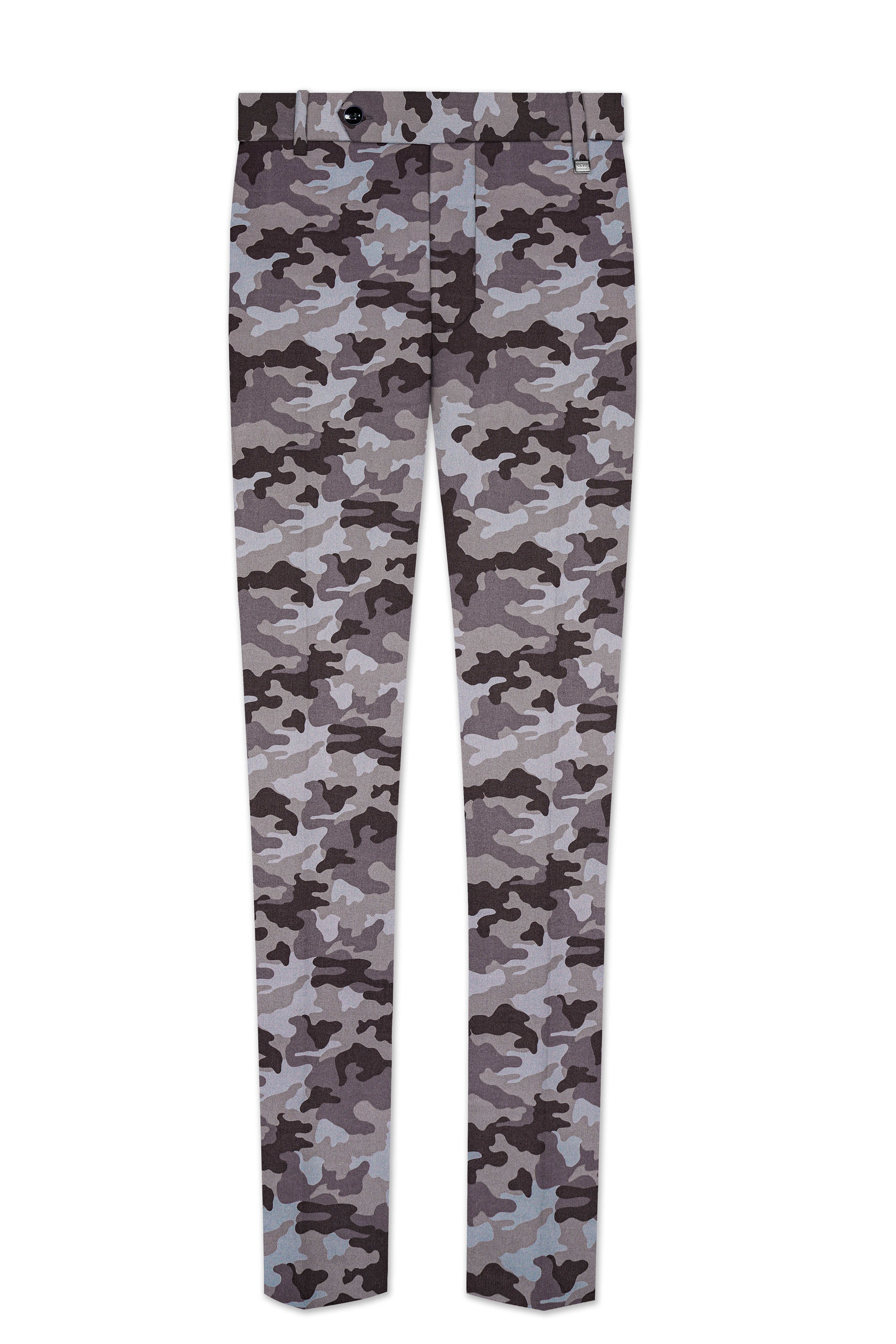 Stoneid-Gravel Gray with Iridium Brown Camouflage Printed Premium Cotton Single Breasted Suit