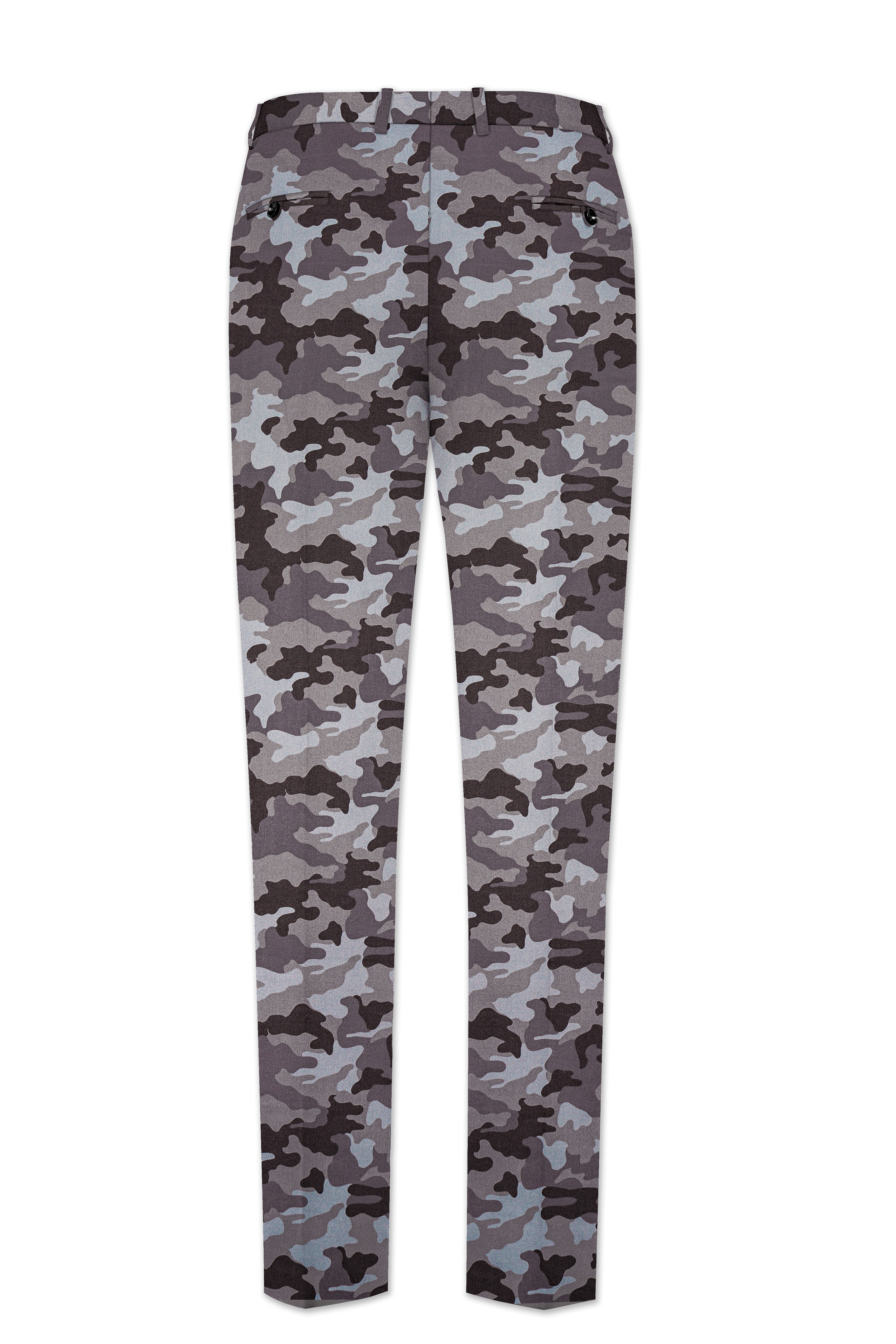 Stoneid-Gravel Gray with Iridium Brown Camouflage Printed Premium Cotton Single Breasted Suit