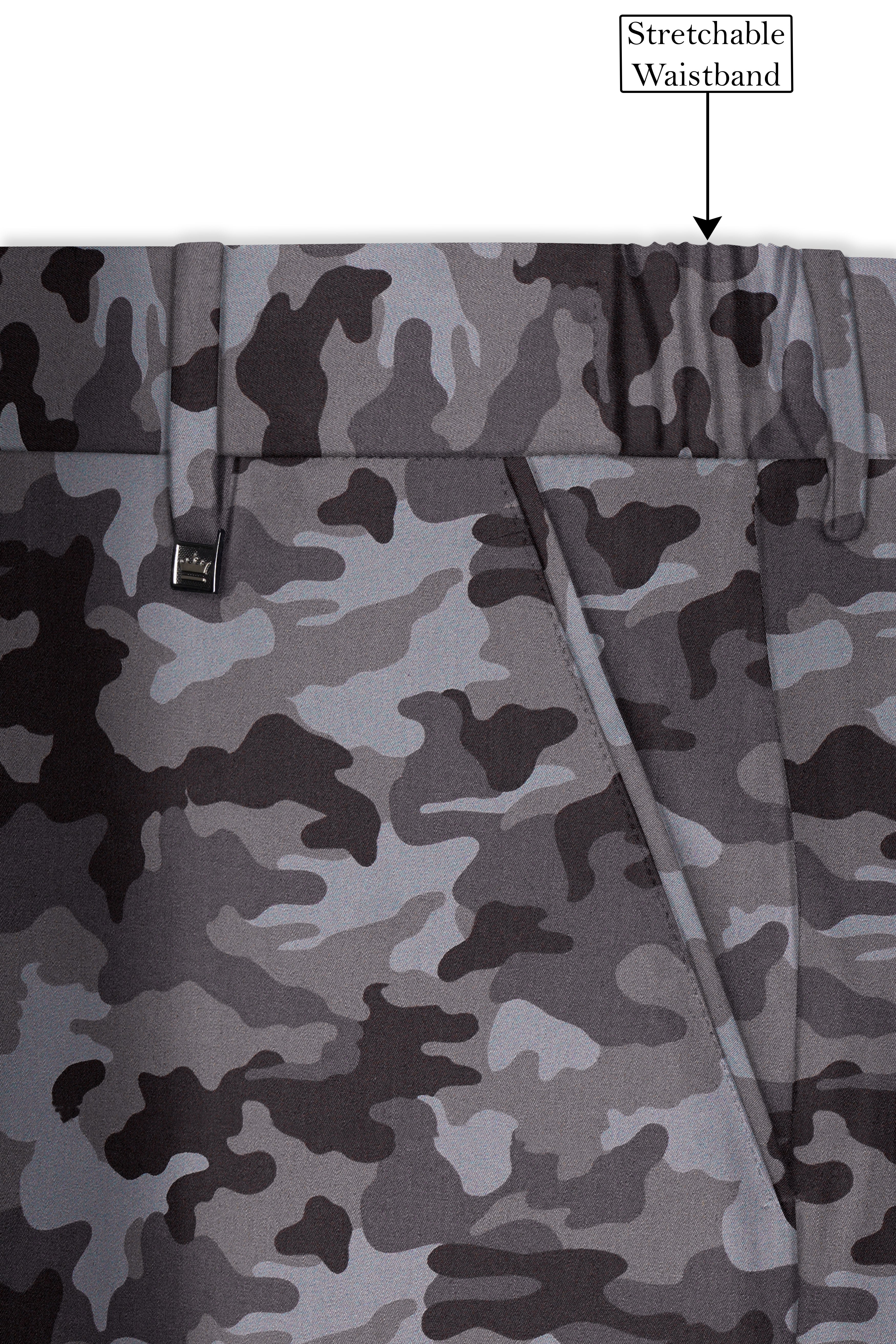 Stoneid-Gravel Gray with Iridium Brown Camouflage Printed Premium Cotton Single Breasted Suit