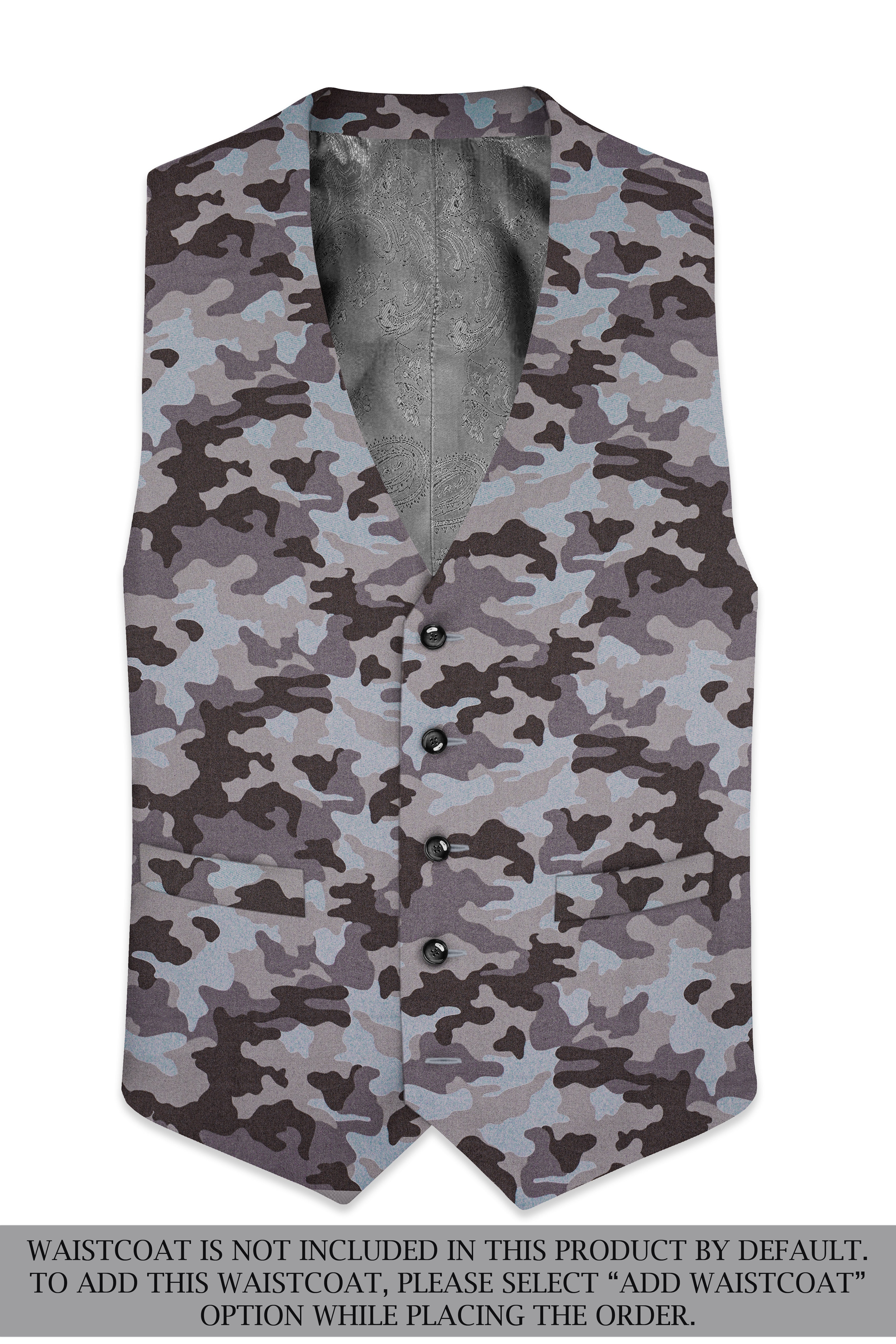 Stoneid-Gravel Gray with Iridium Brown Camouflage Printed Premium Cotton Single Breasted Suit